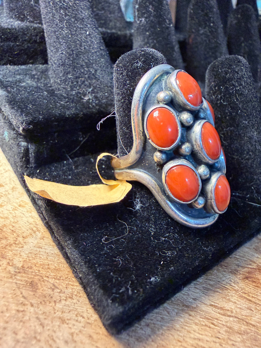 Navajo Made Red Coral Saddle Ring