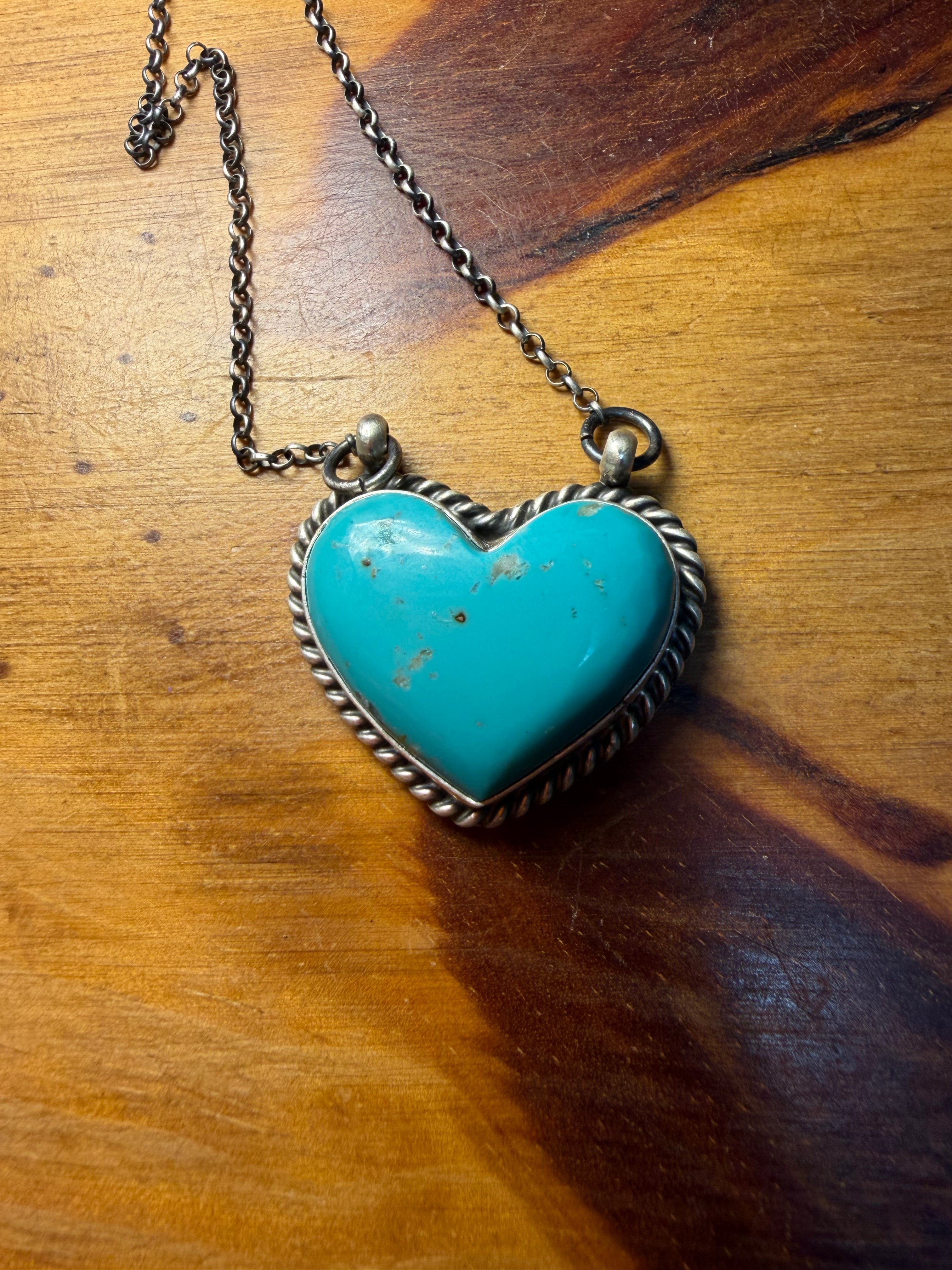 Larson Chee Navajo Heart Shaped Turquoise Necklace