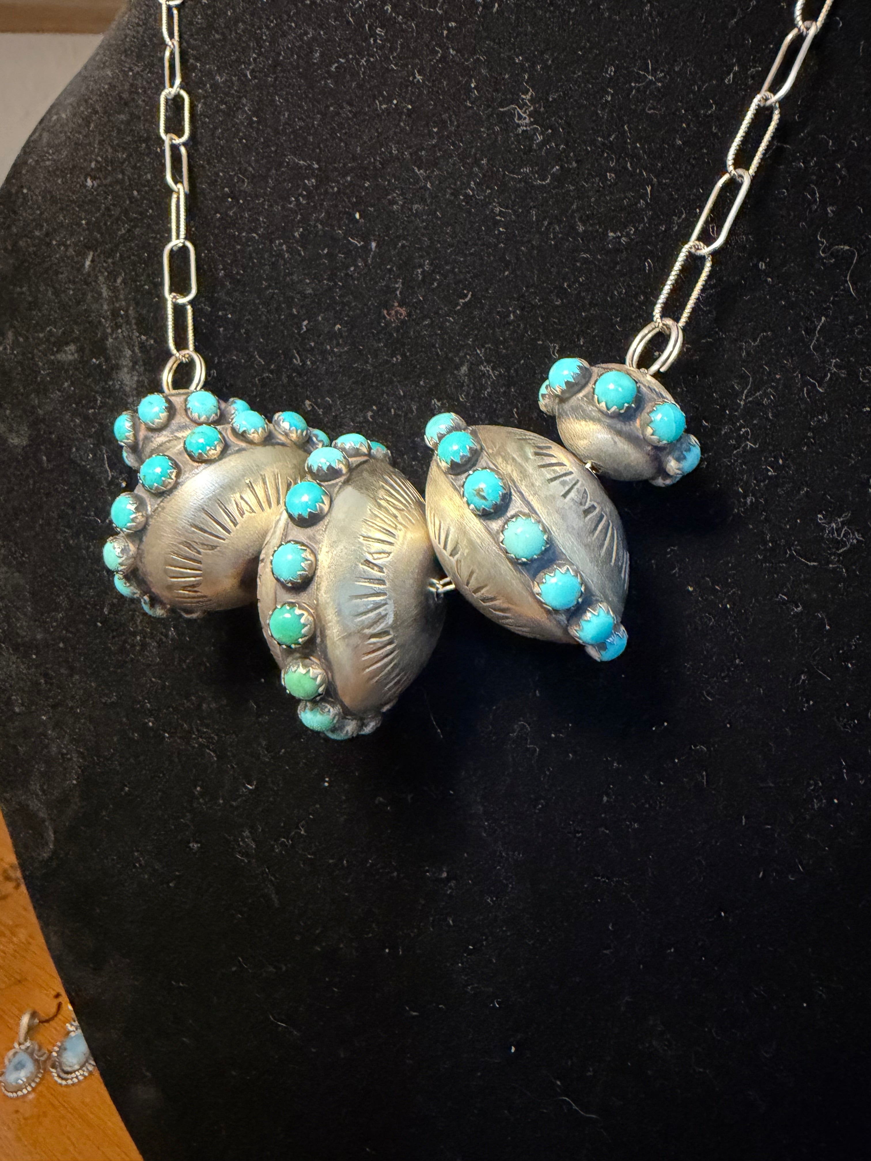 Navajo Monica Smith 5 Pearl Turquoise Necklace