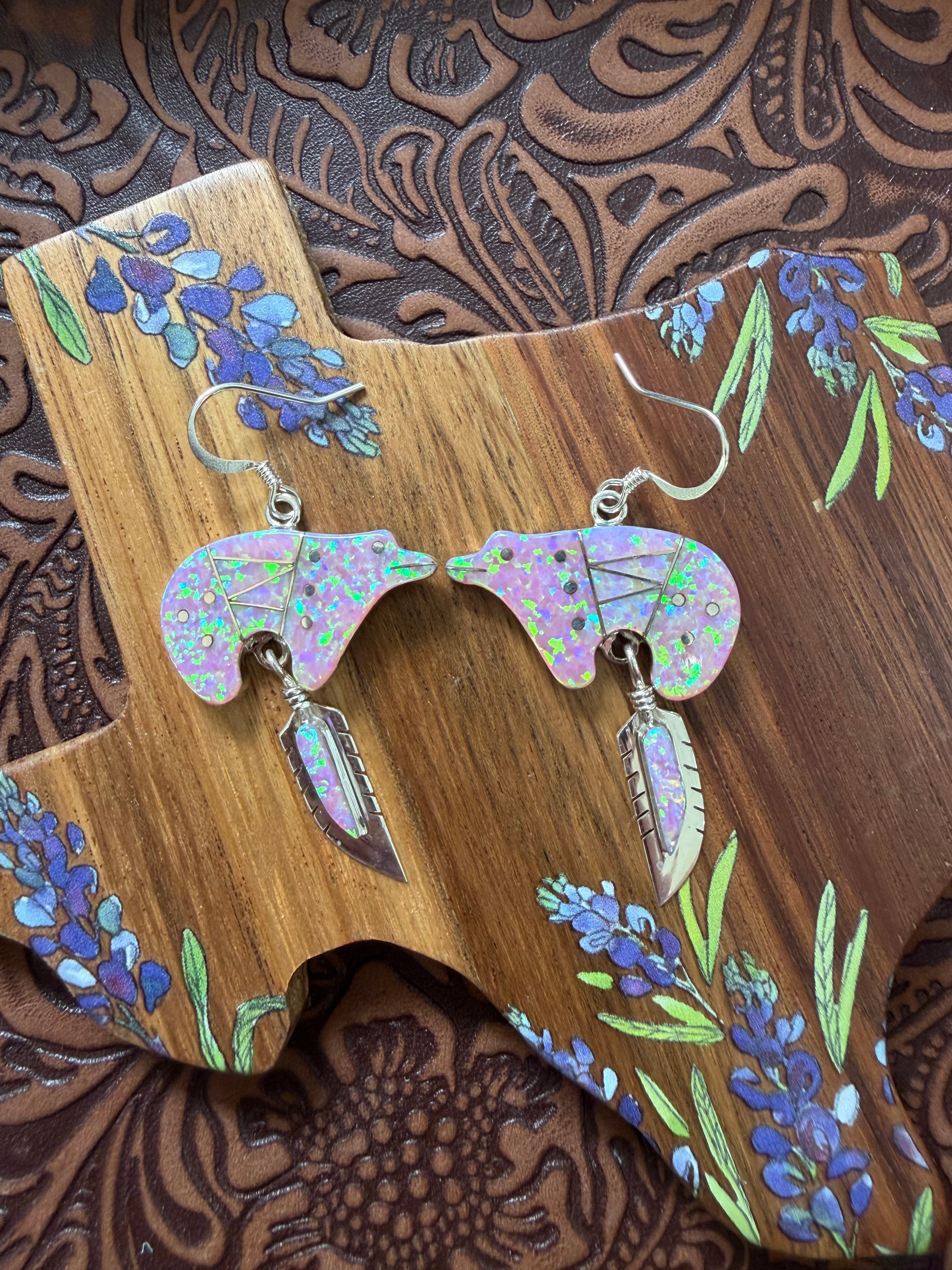 Opal and Sterling Silver Earrings