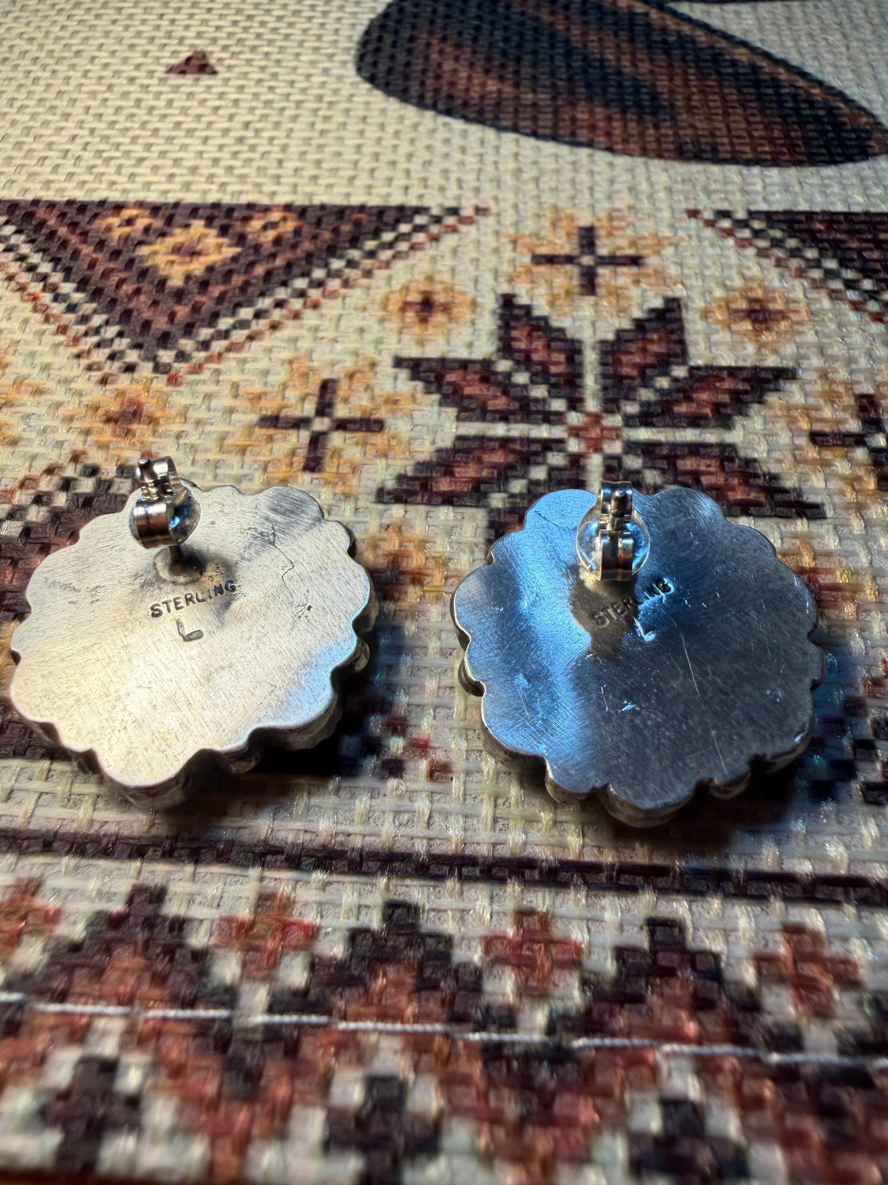 Navajo Made Full Cluster Turquoise Earrings