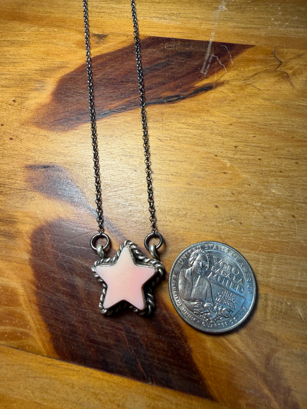 Navajo Made Pink Conch Star Shape Necklace