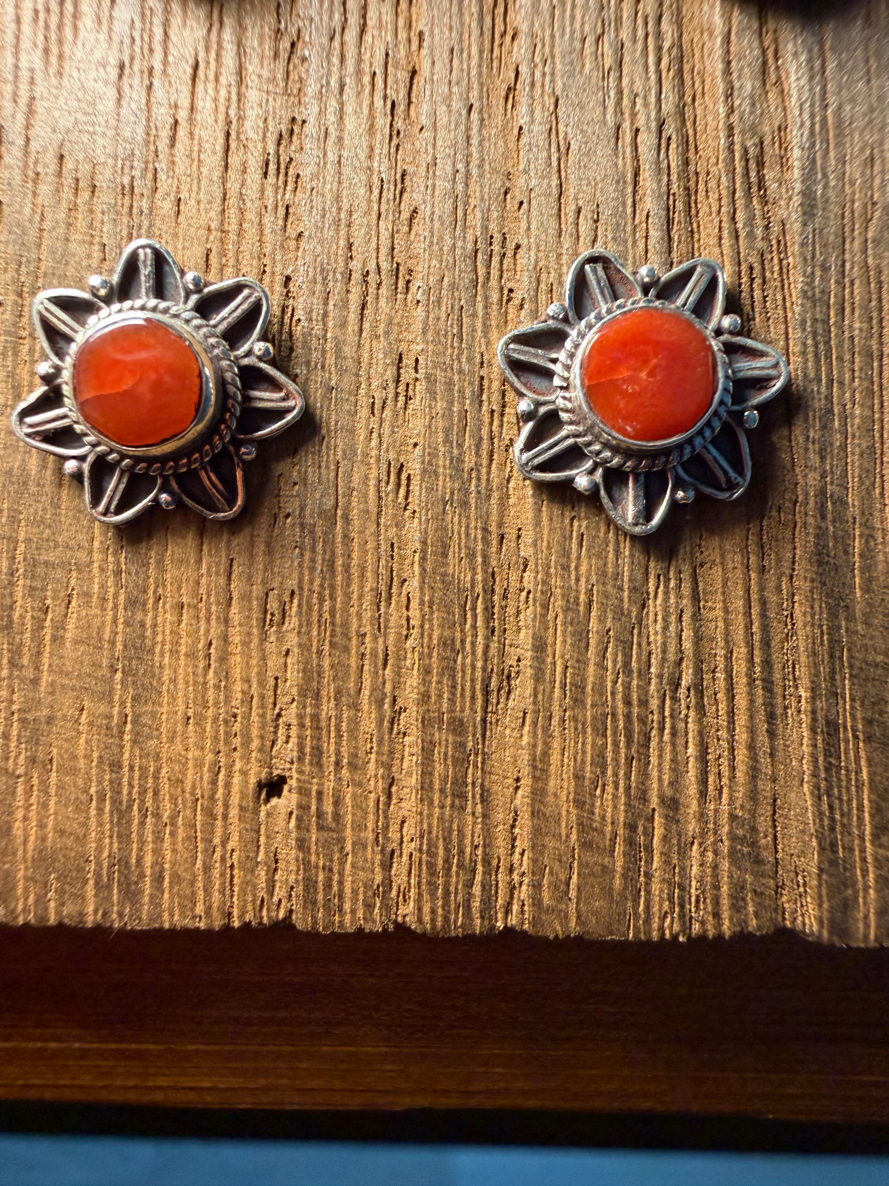 Small Coral Studs