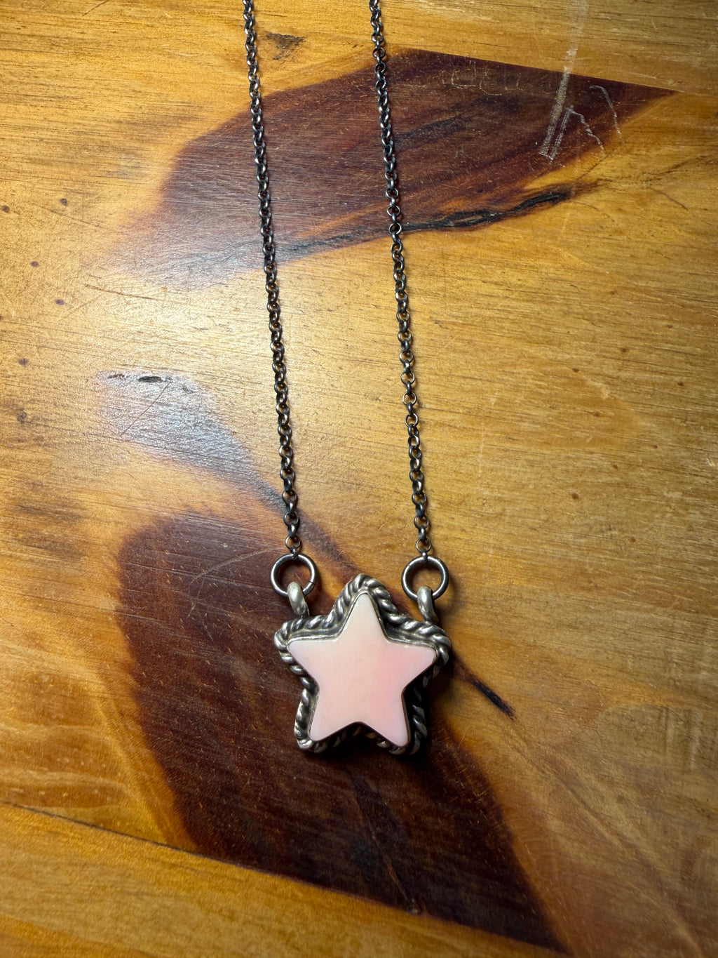 Navajo Made Pink Conch Star Shape Necklace