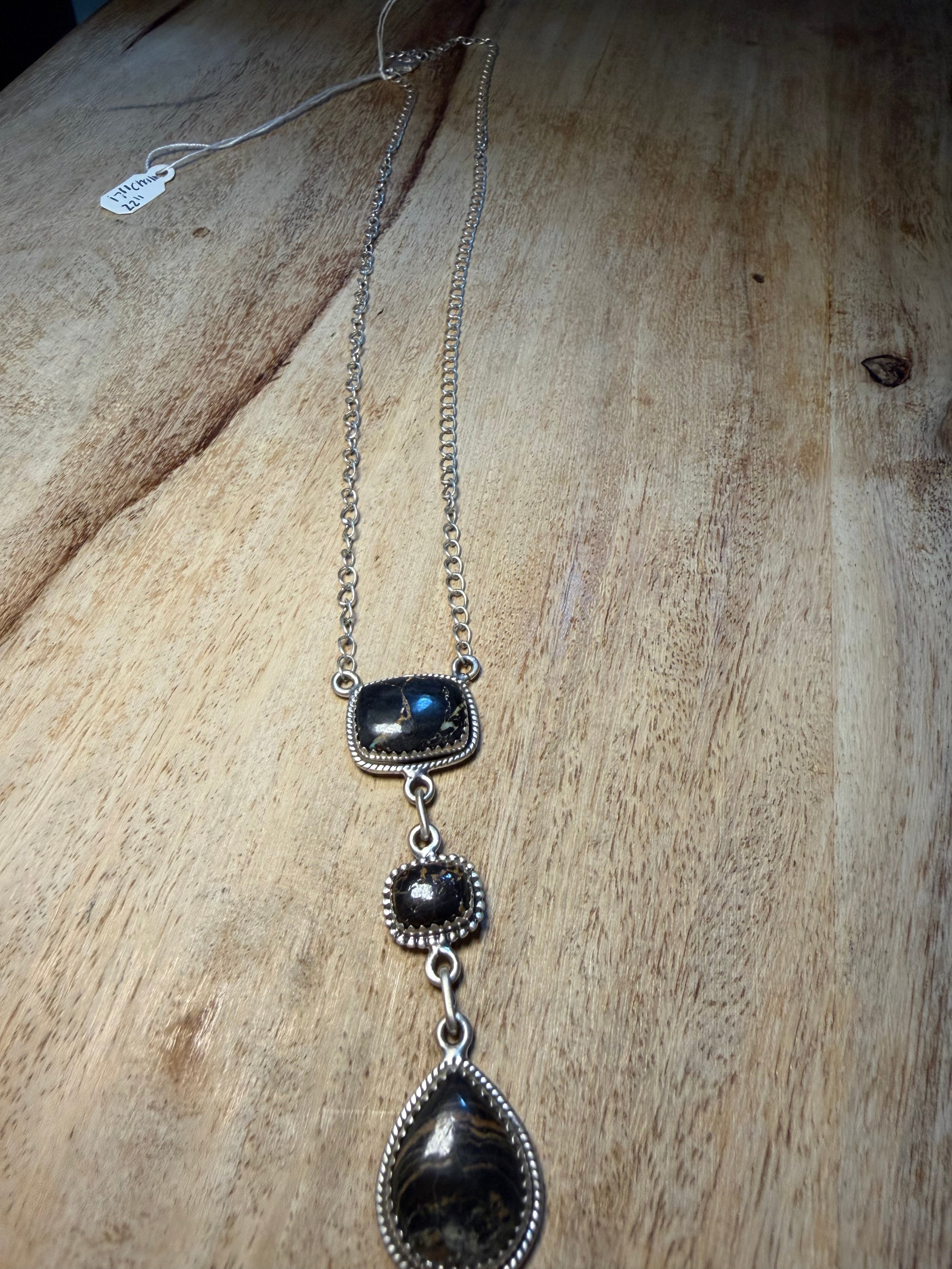 Blackjack Turquoise Lariat Necklace