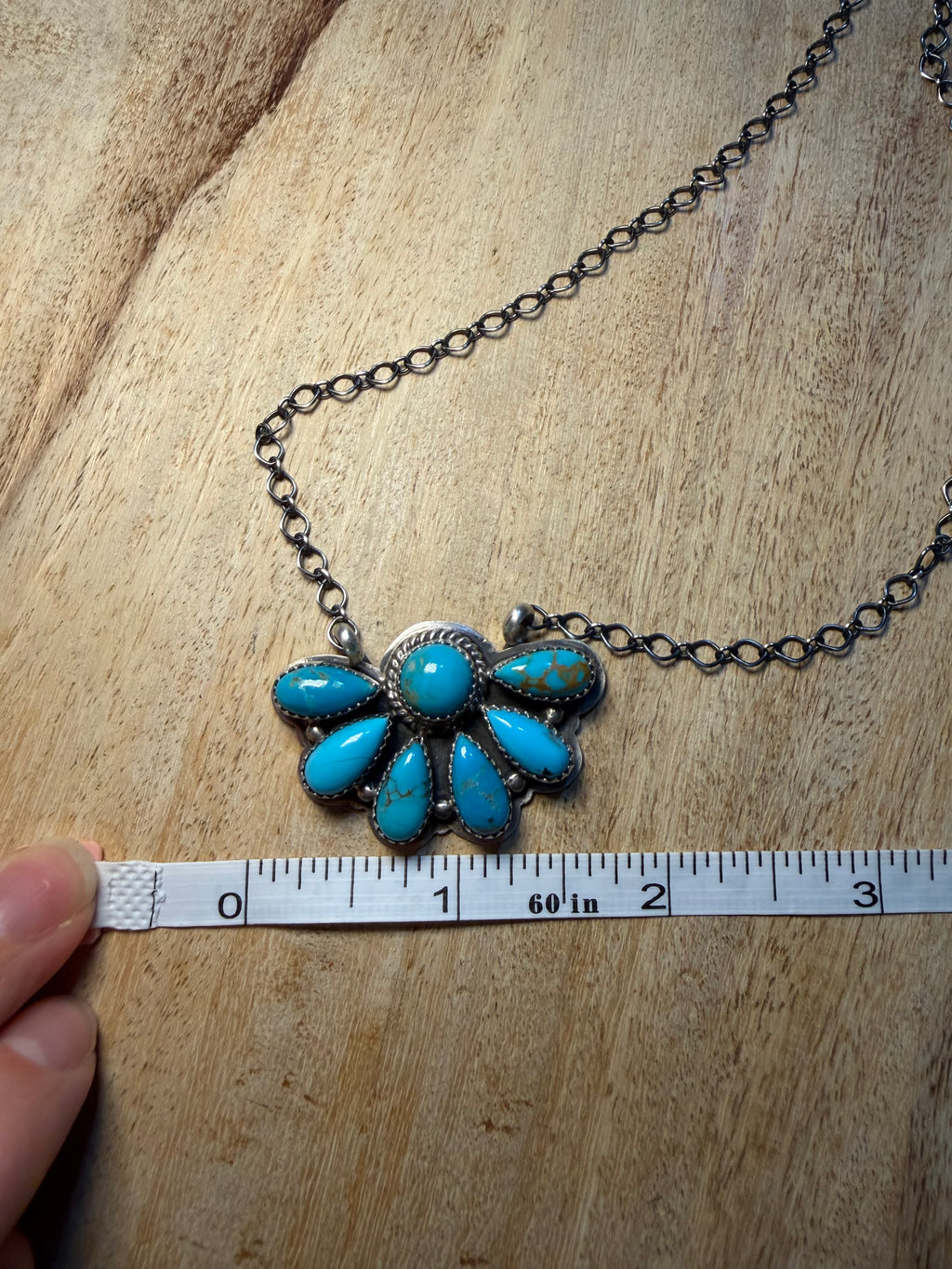 Kee J Navajo Made Turquoise Cluster Necklace