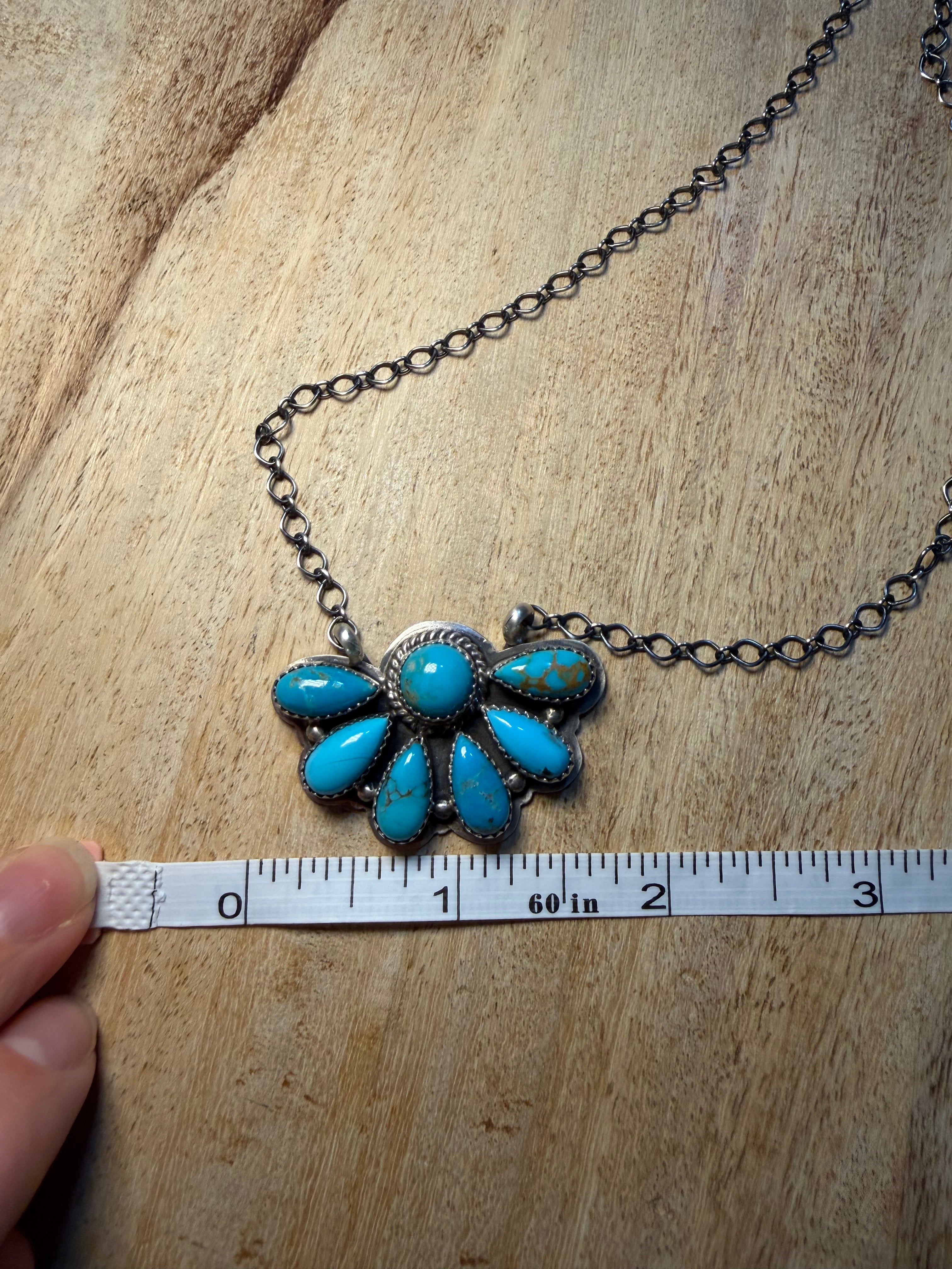 Kee J Navajo Made Turquoise Cluster Necklace