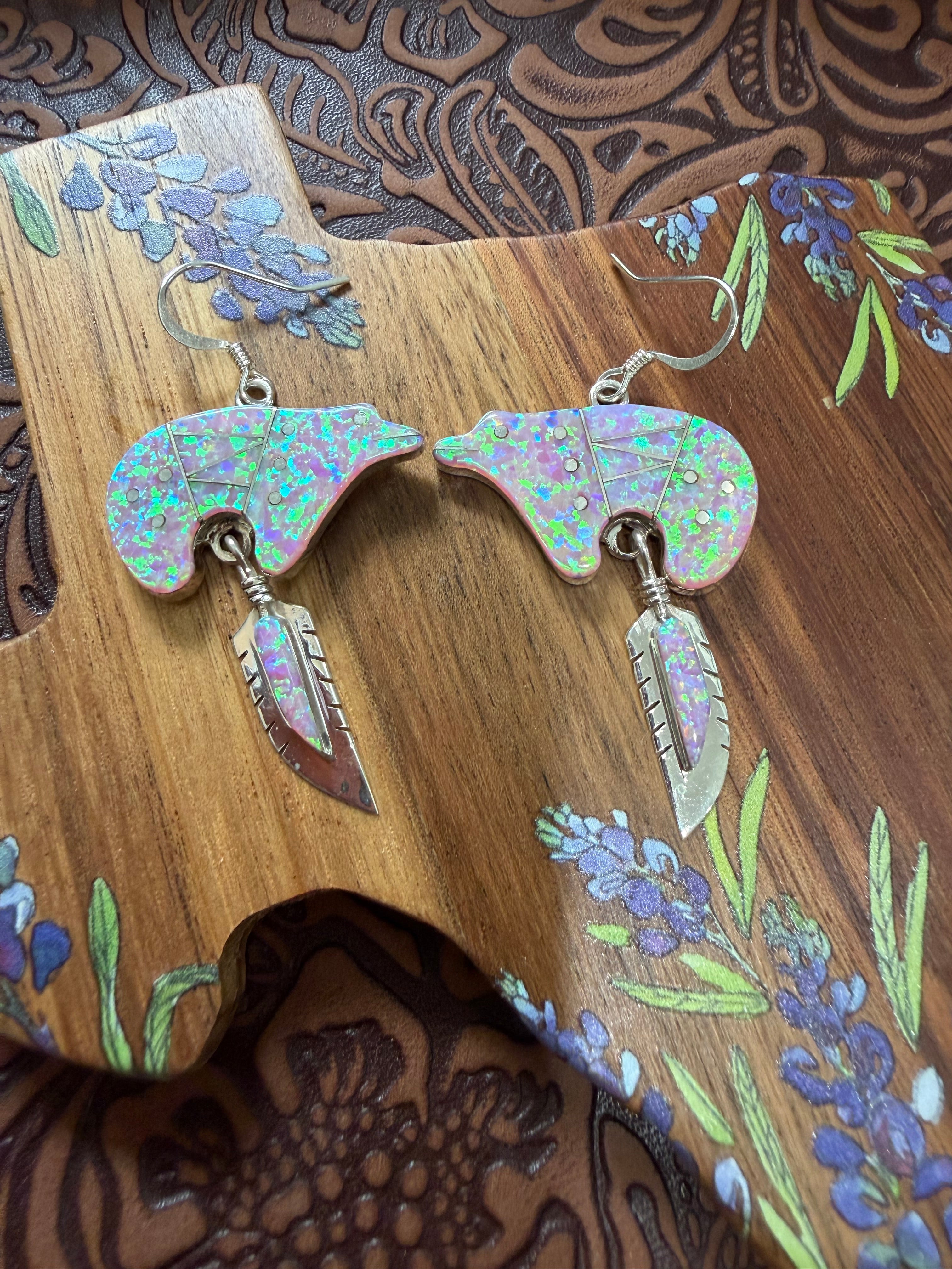 Opal and Sterling Silver Earrings