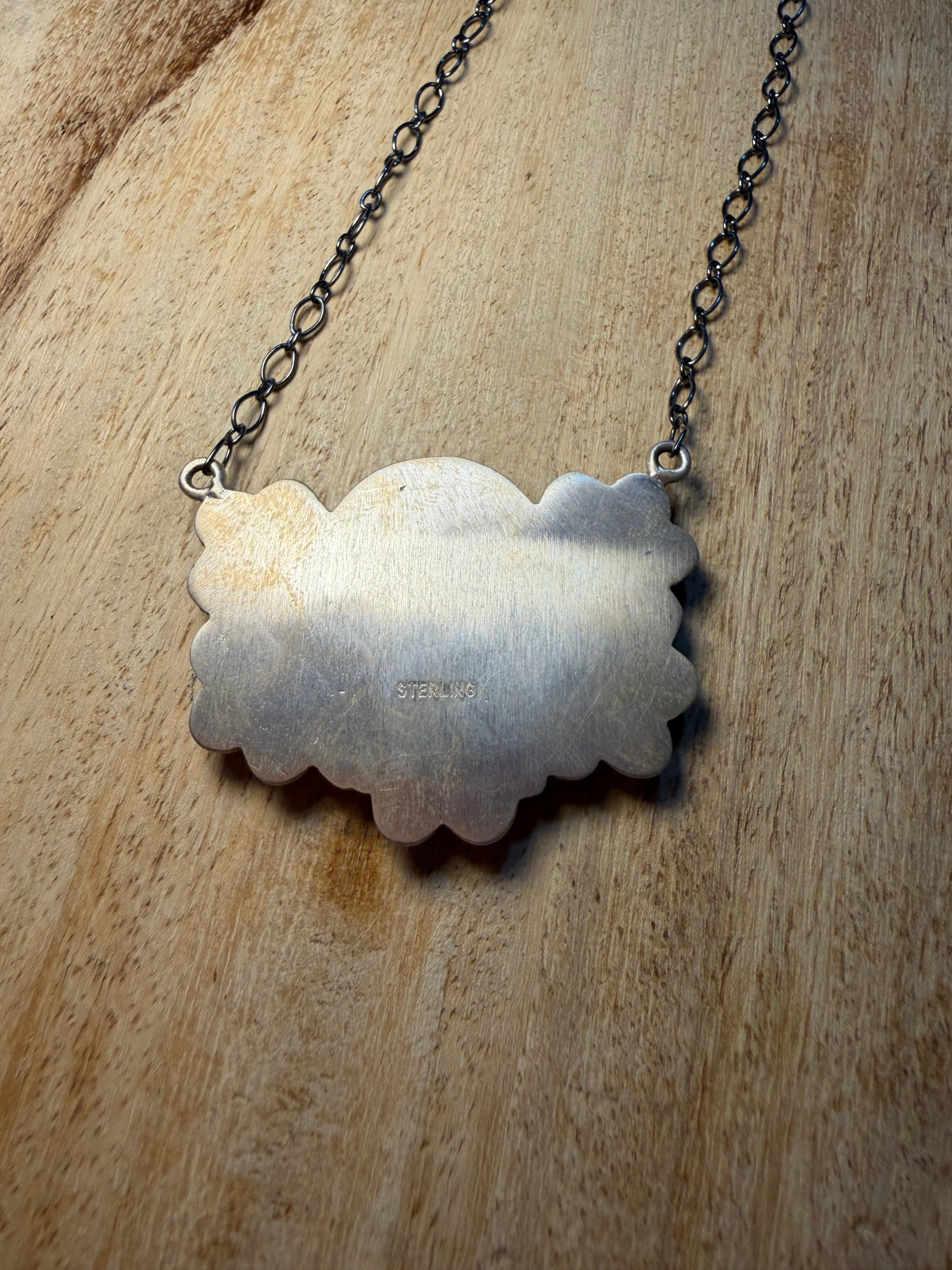 Large Blue Moon Turquoise Cluster Necklace