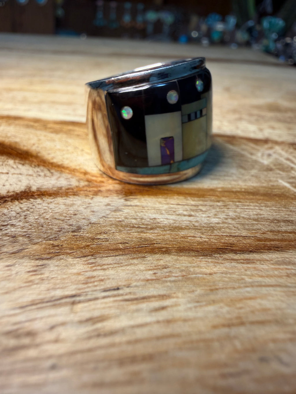 Native Made Inlay Sterling Silver Ring