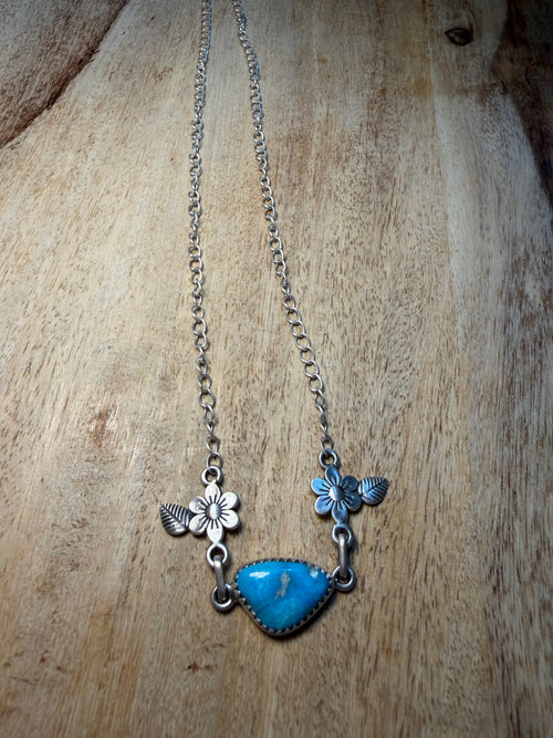 Blue Bird Turquoise Floral Necklace