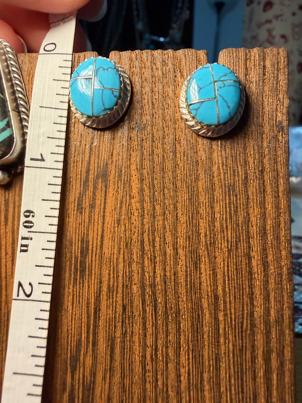 Navajo Made Turquoise Inlay Studs