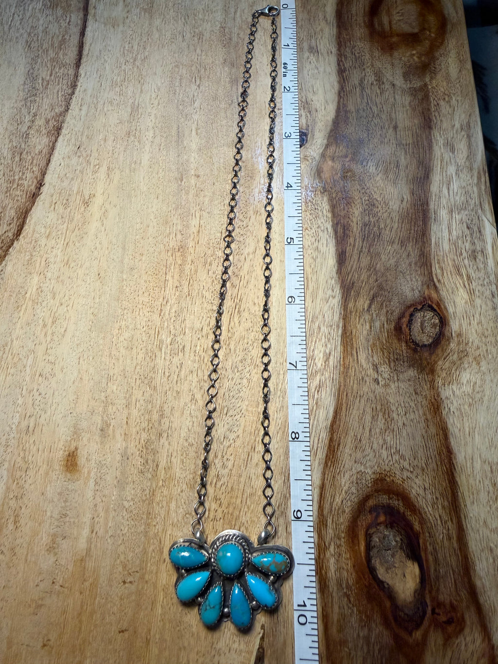 Kee J Navajo Made Turquoise Cluster Necklace