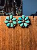 Navajo Made Full Cluster Turquoise Earrings
