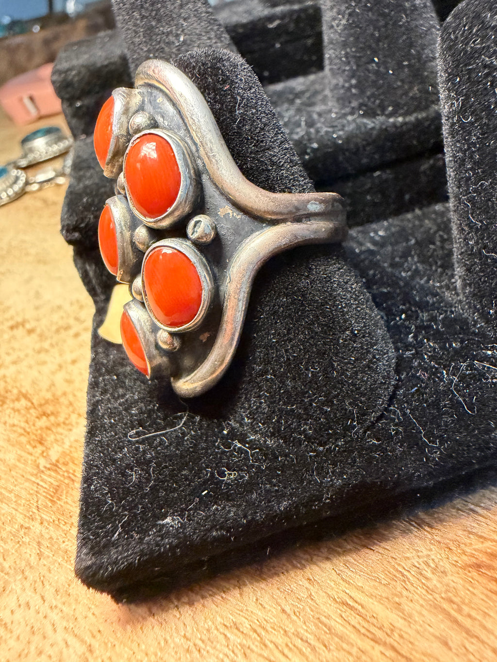 Navajo Made Red Coral Saddle Ring