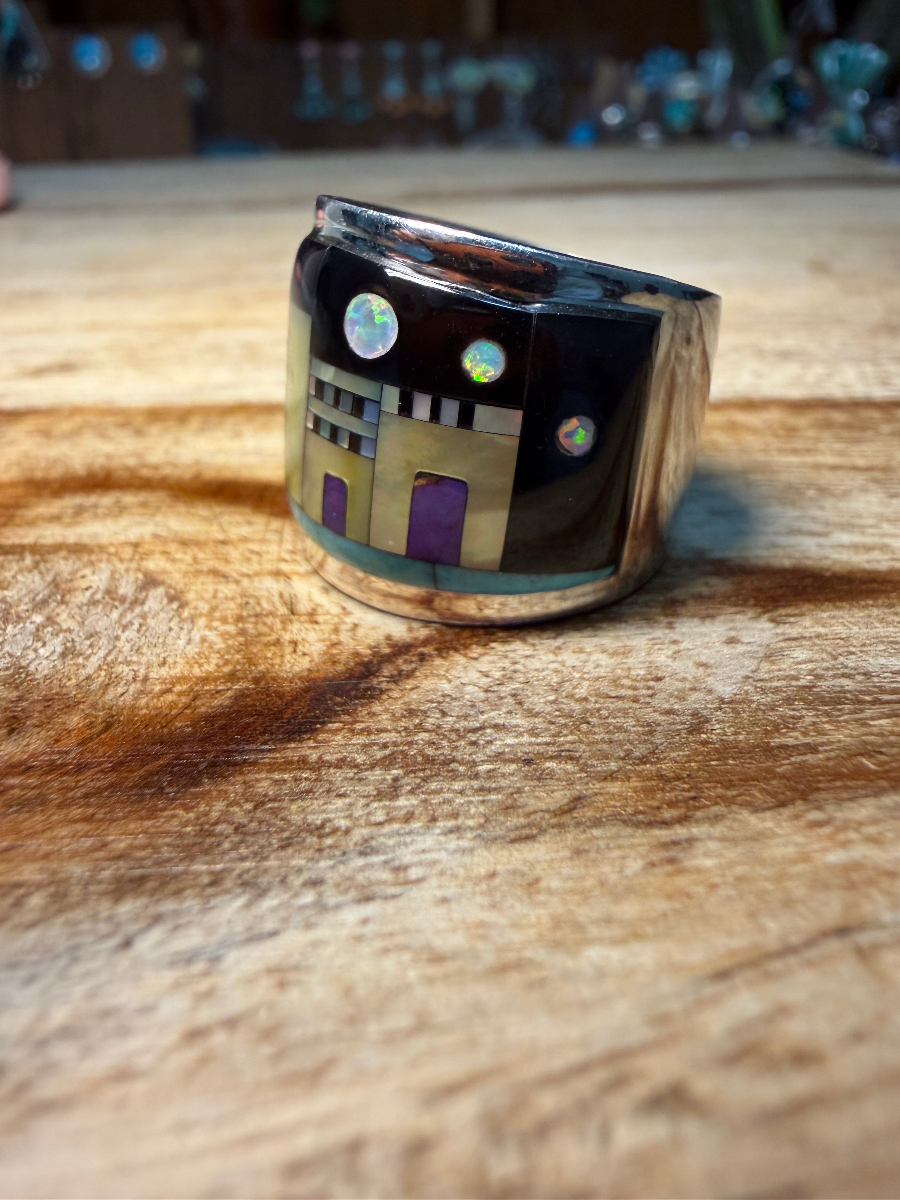 Native Made Inlay Sterling Silver Ring