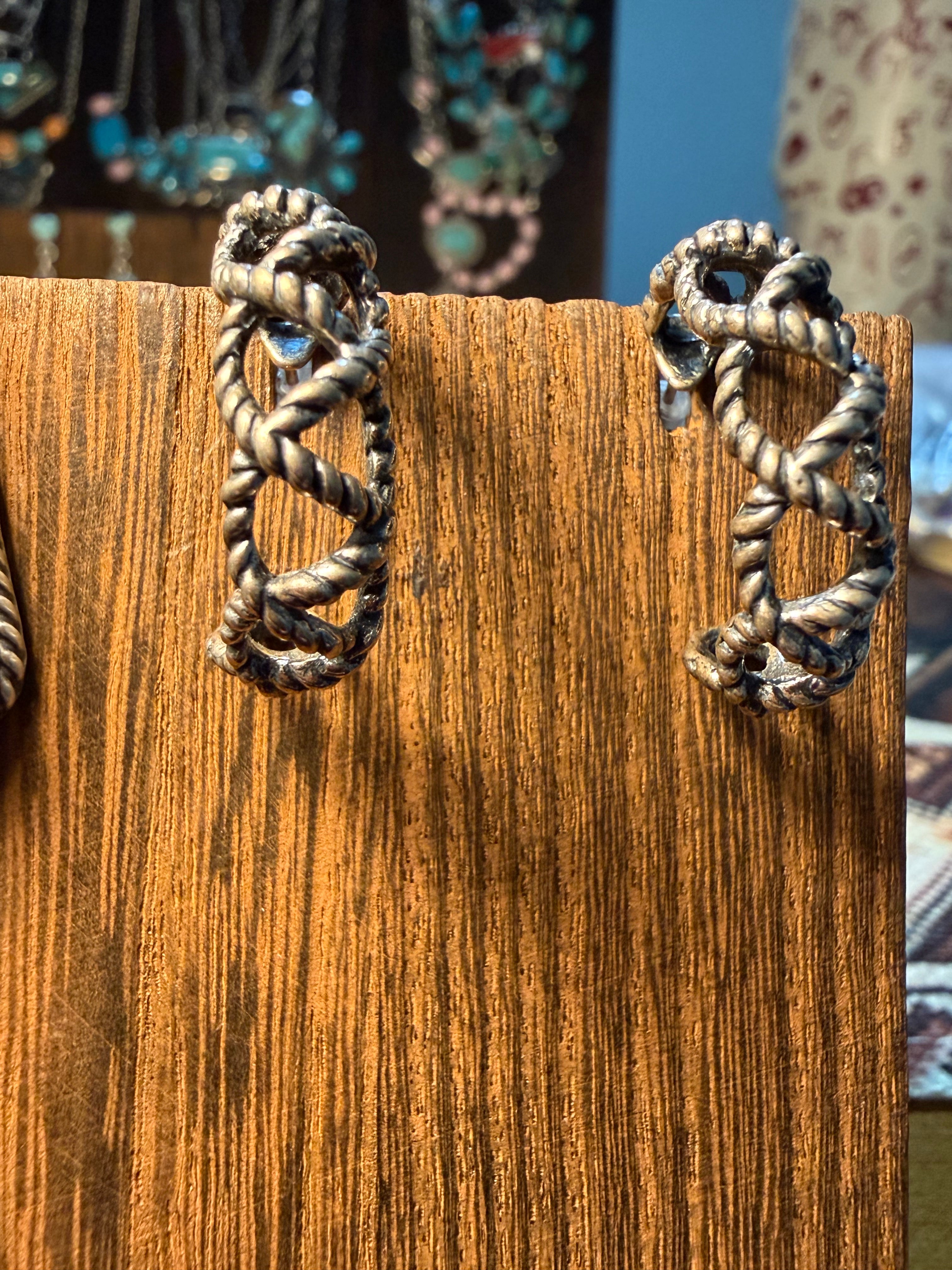 Twisted Rope Sterling Silver Hoops