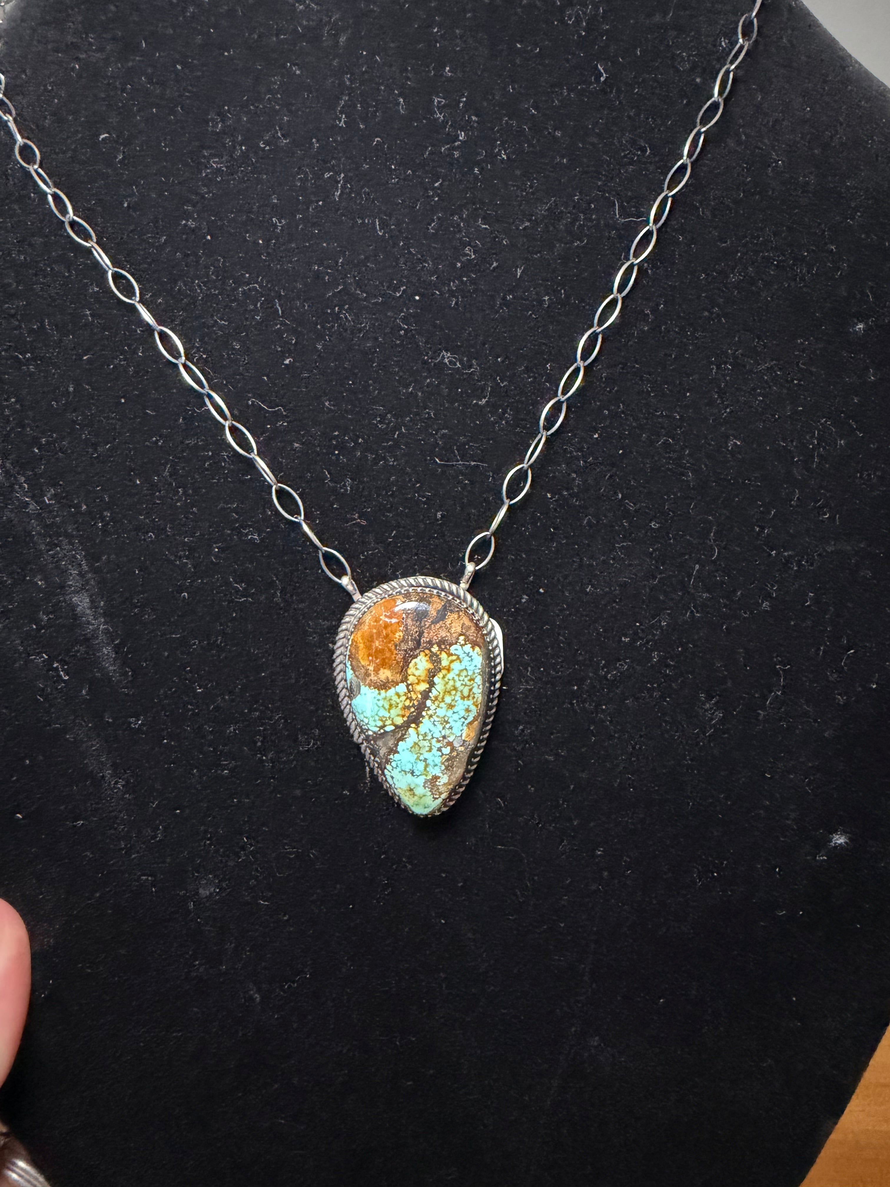 Large Navajo Made Blackjack Turquoise Necklace