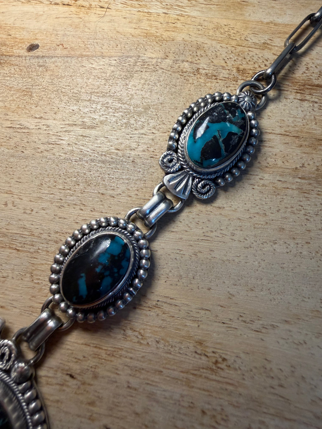 Ray Bennett Navajo Blackjack Turquoise Necklace