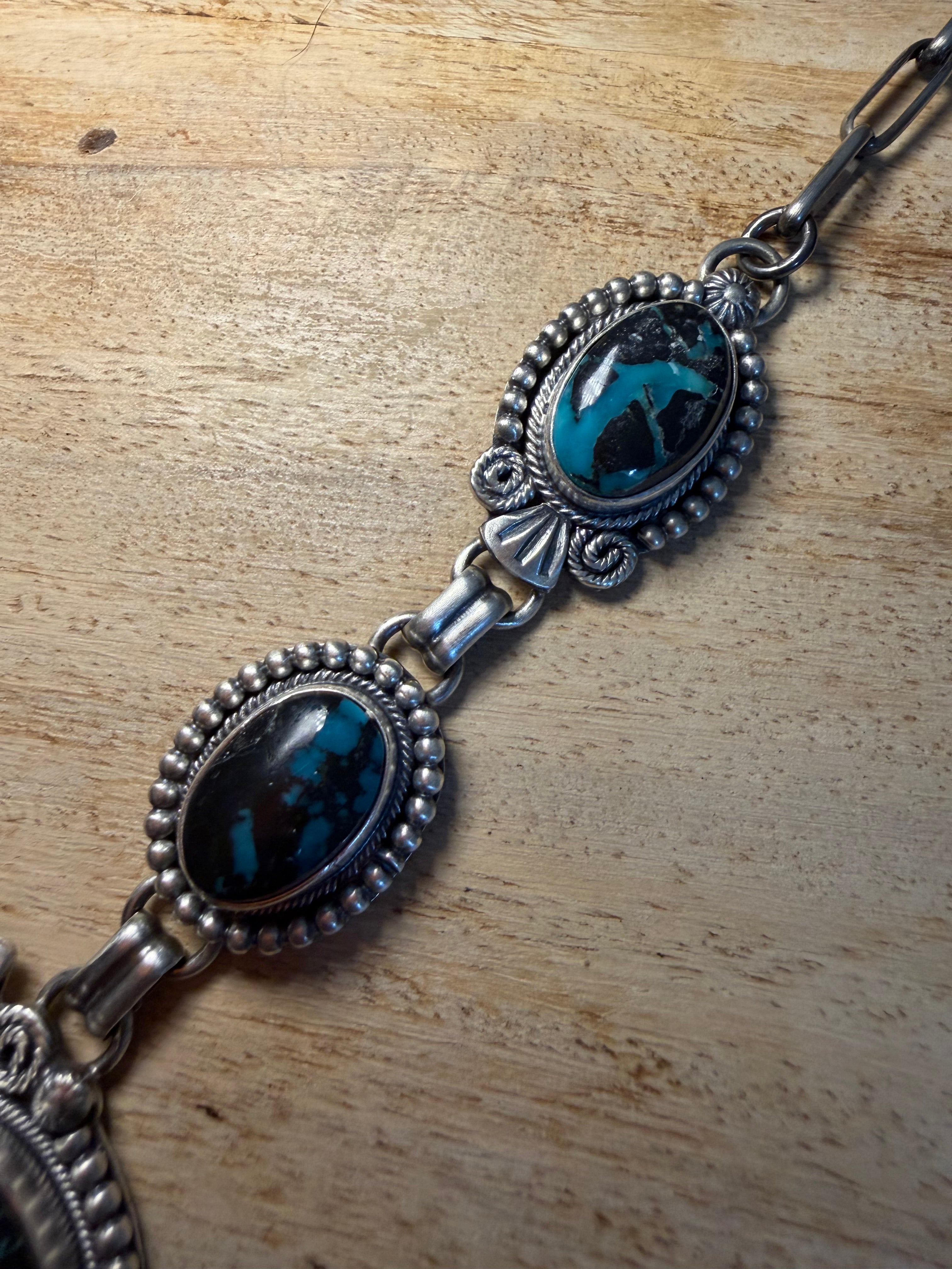 Ray Bennett Navajo Blackjack Turquoise Necklace