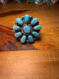 Navajo Made Turquoise Flower Cluster Ring