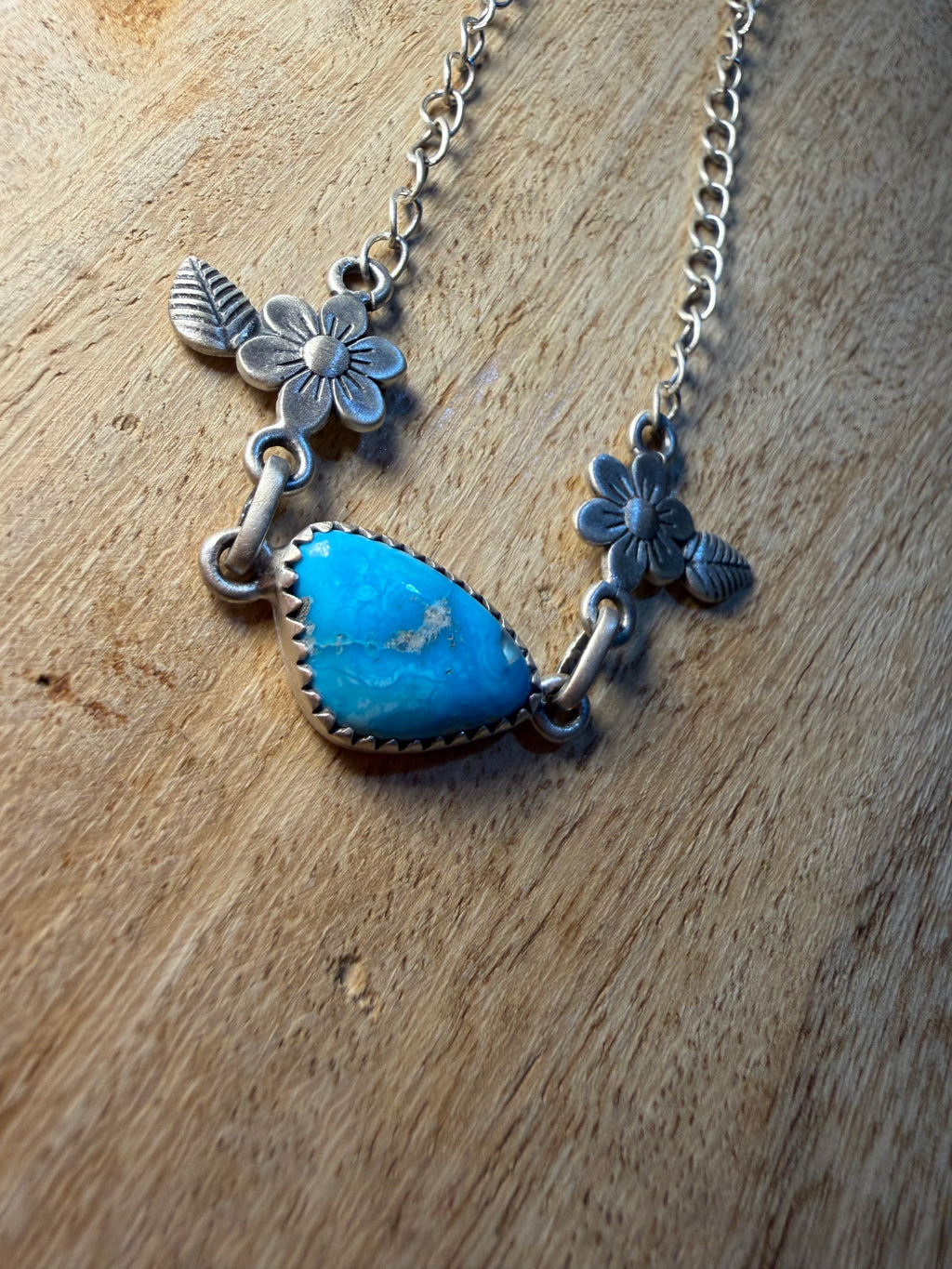 Blue Bird Turquoise Floral Necklace