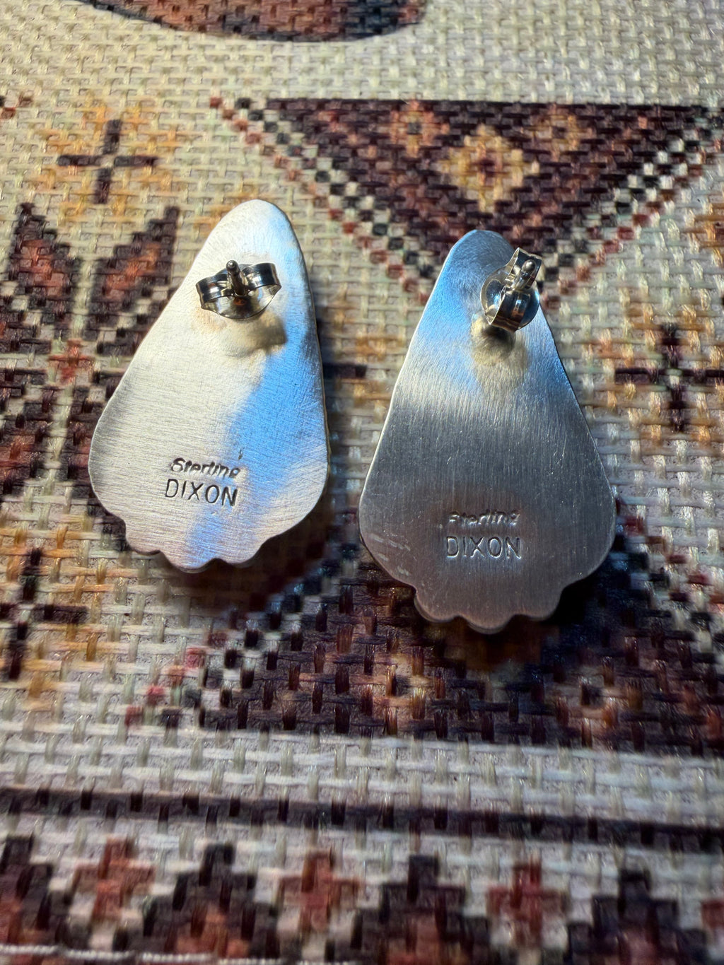Navajo Johnny Dixon Blackjack Turquoise Earrings