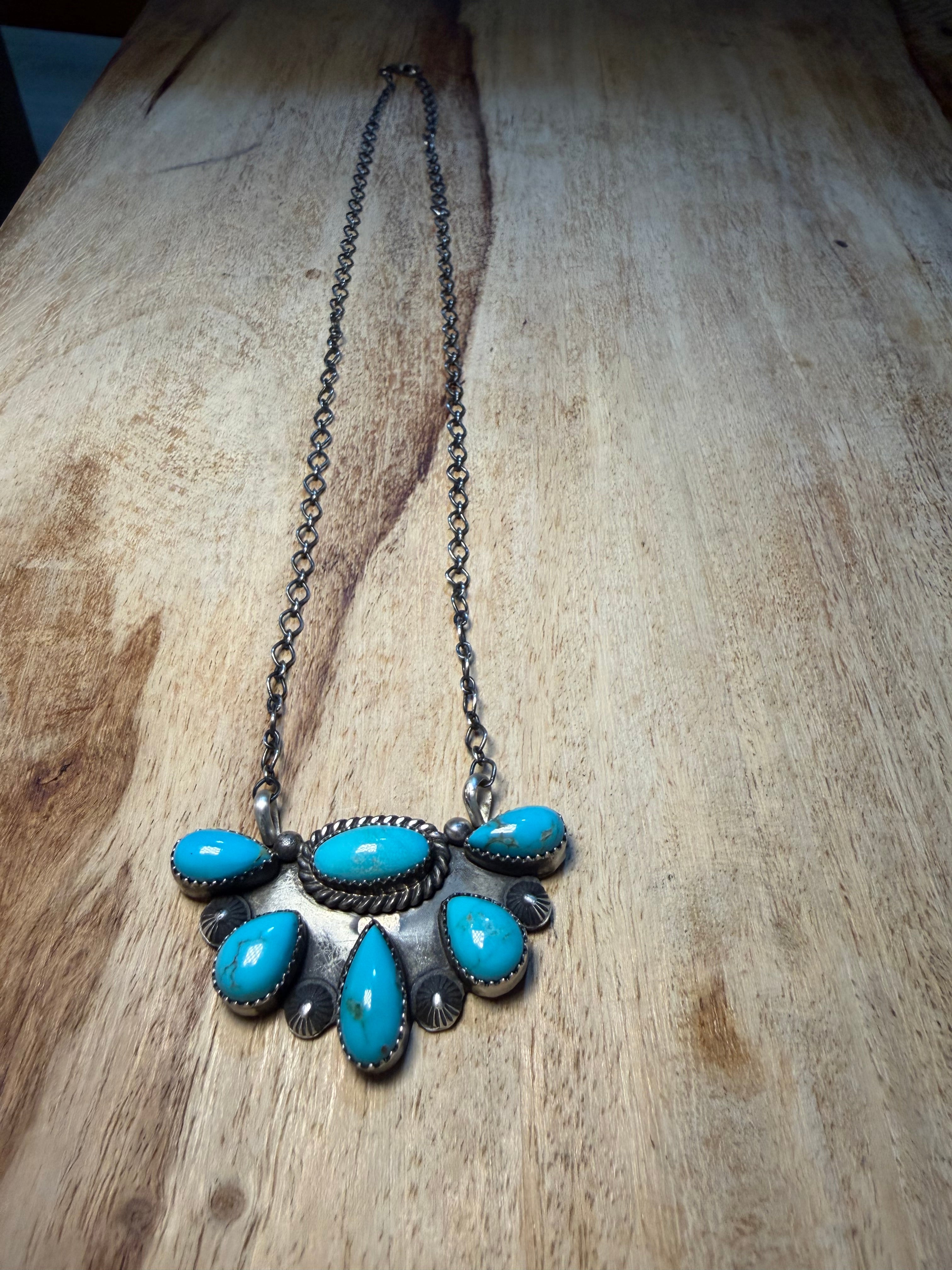 Native Half Cluster Turquoise Necklace