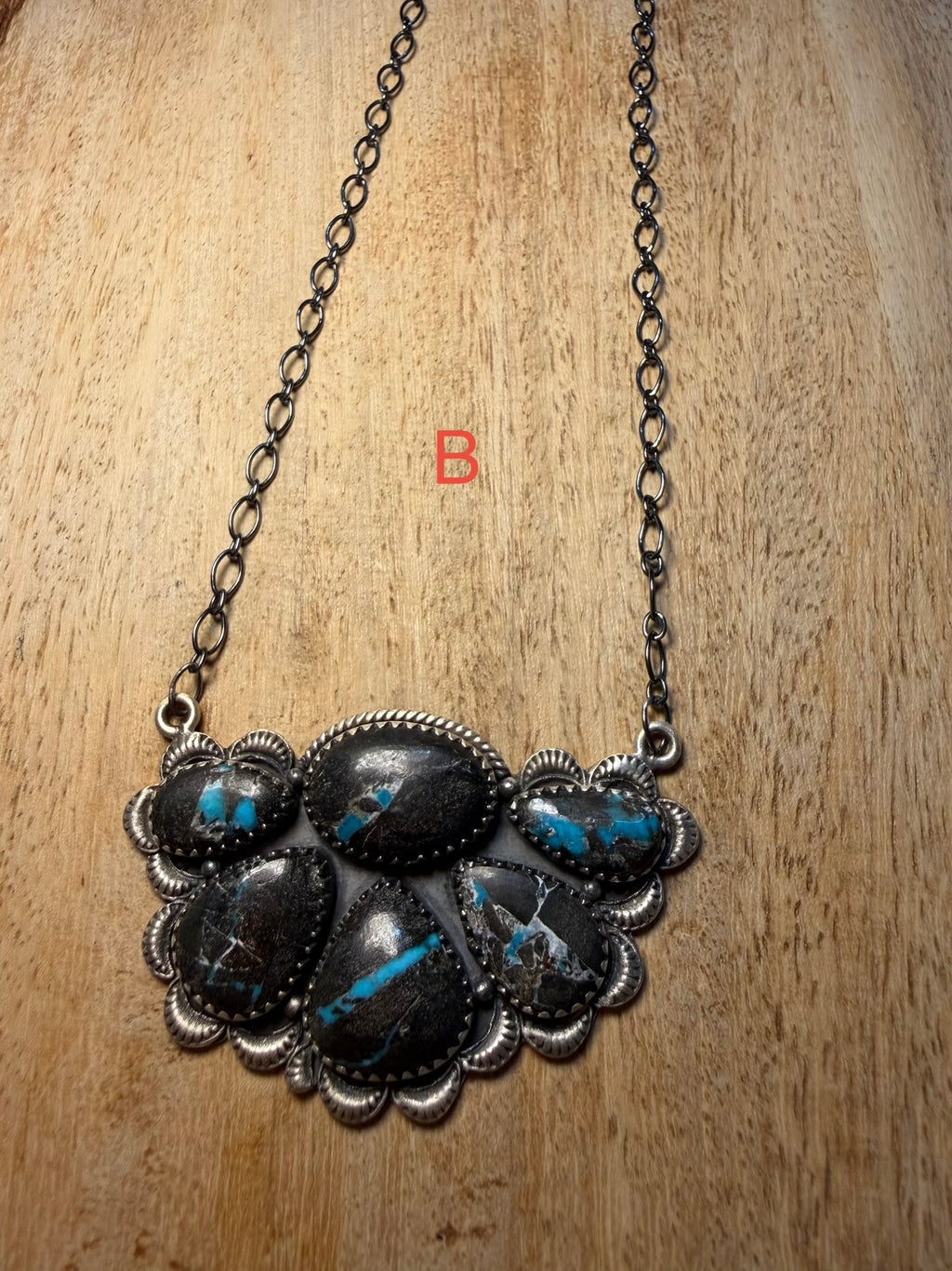 Large Blue Moon Turquoise Cluster Necklace
