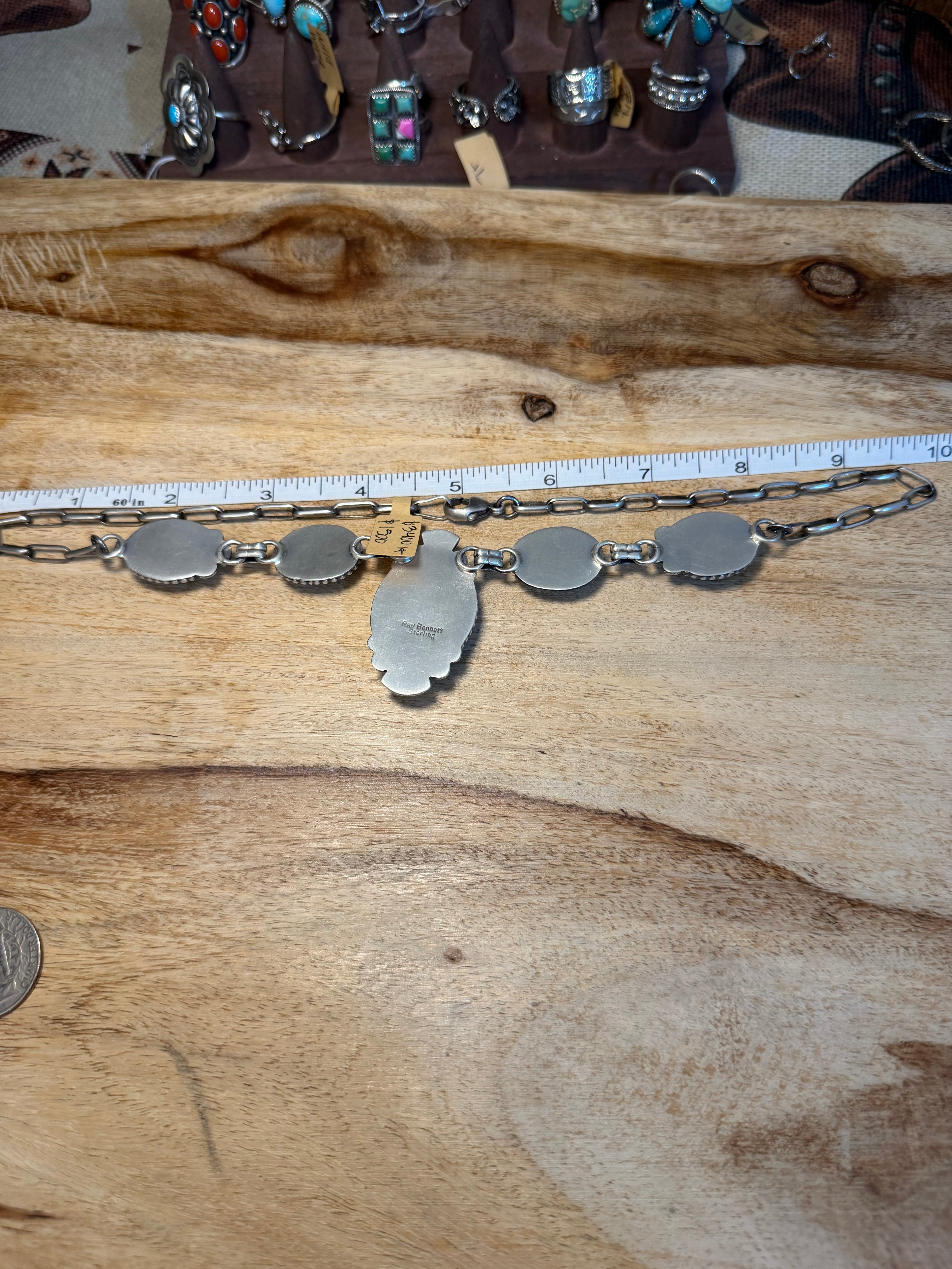 Ray Bennett Navajo Blackjack Turquoise Necklace