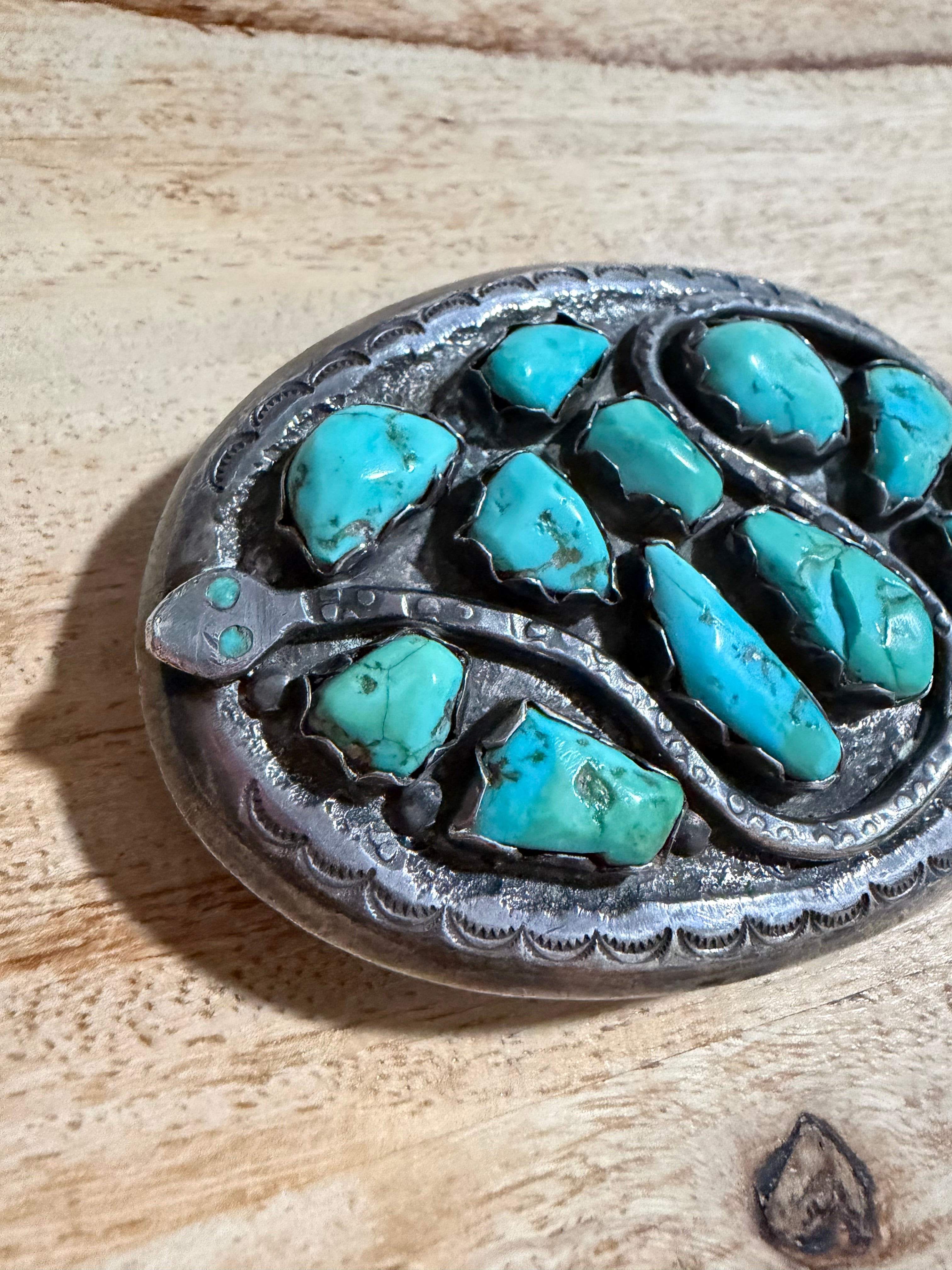 Zuni Made Gloria Garcia Turquoise Belt Buckle