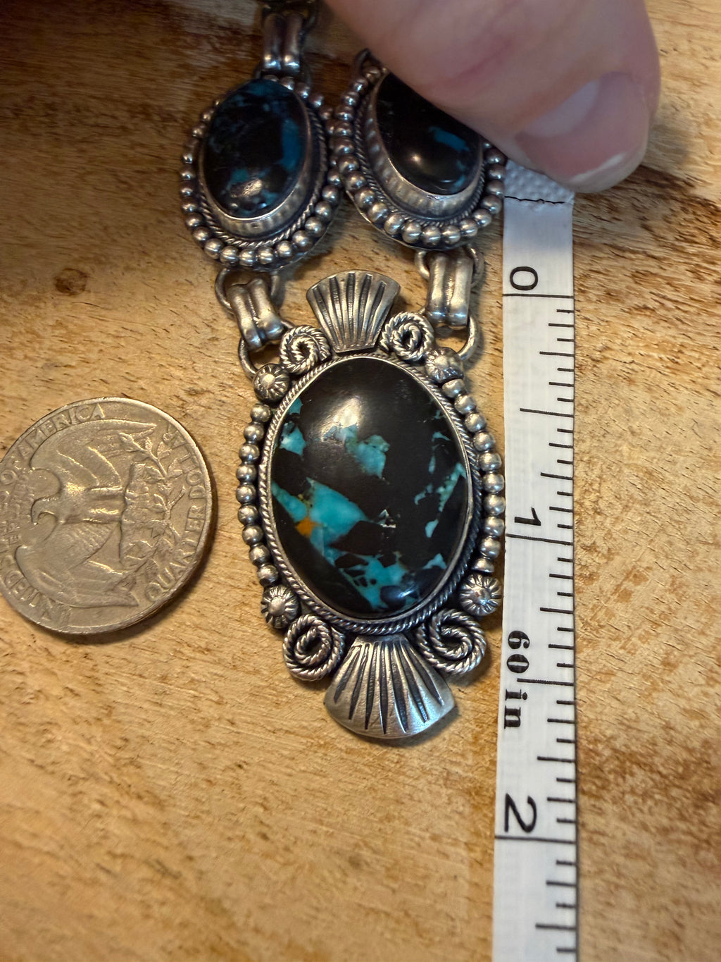Ray Bennett Navajo Blackjack Turquoise Necklace