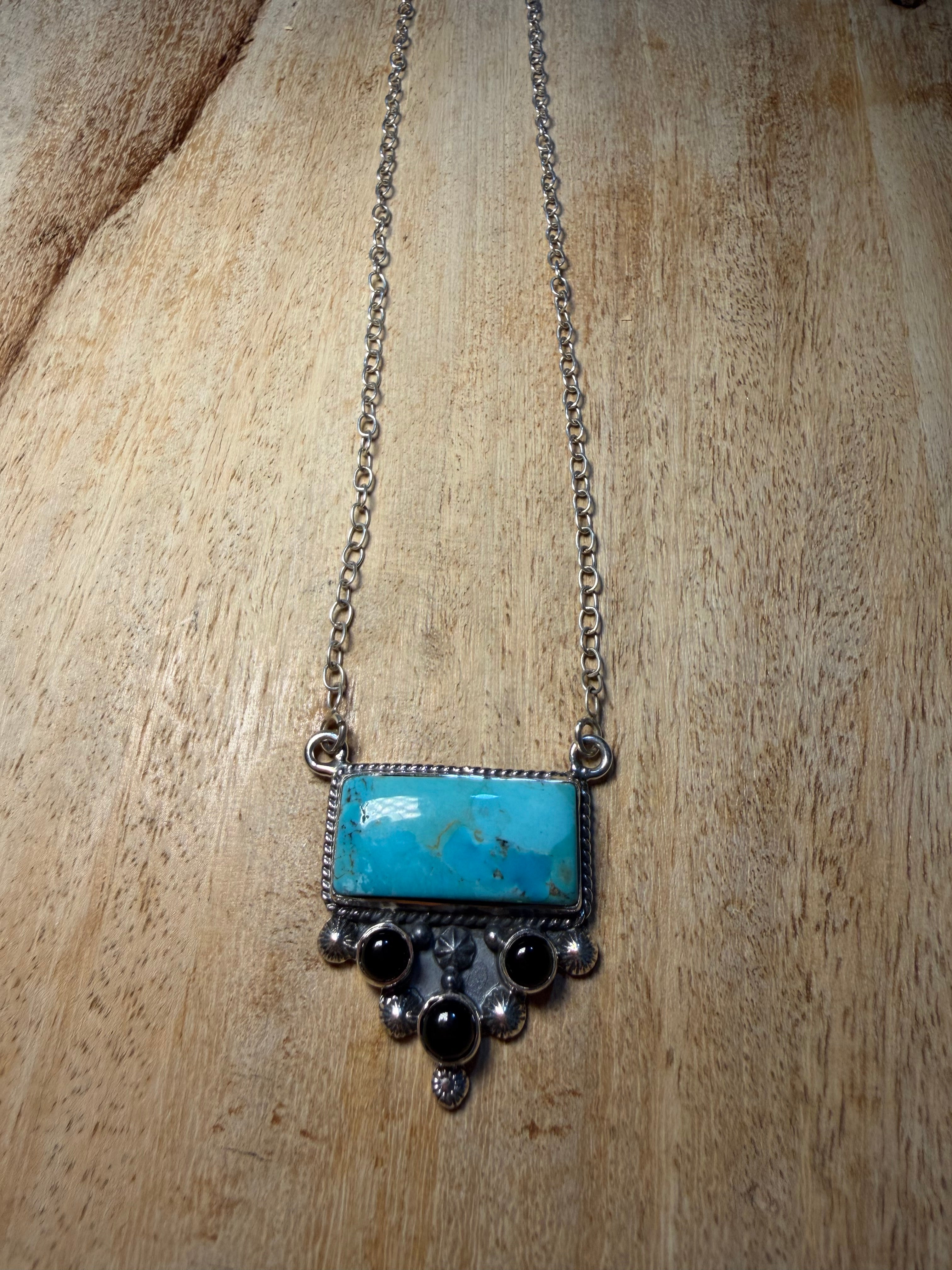 Turquoise and Black Onyx Necklace