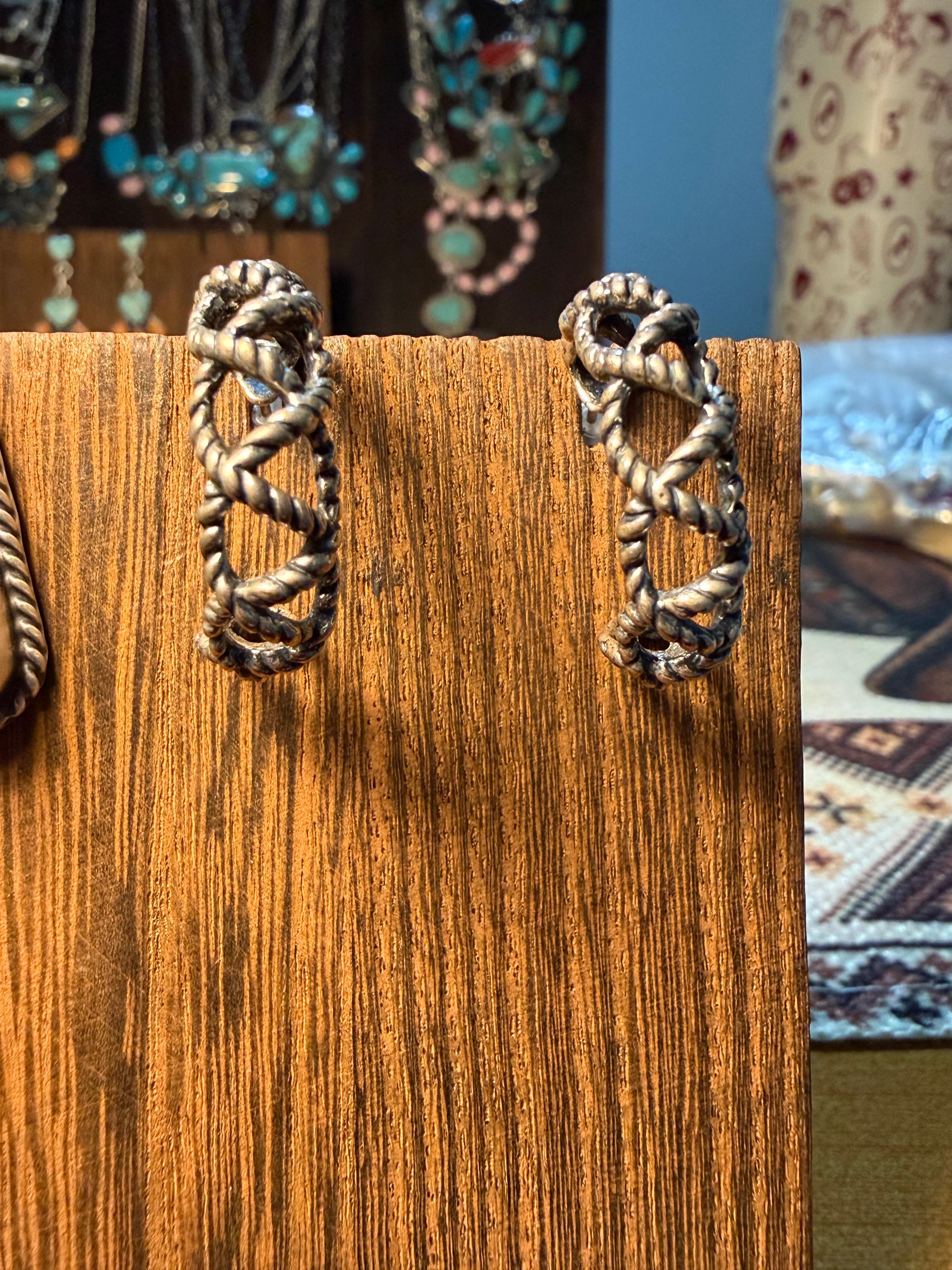 Twisted Rope Sterling Silver Hoops