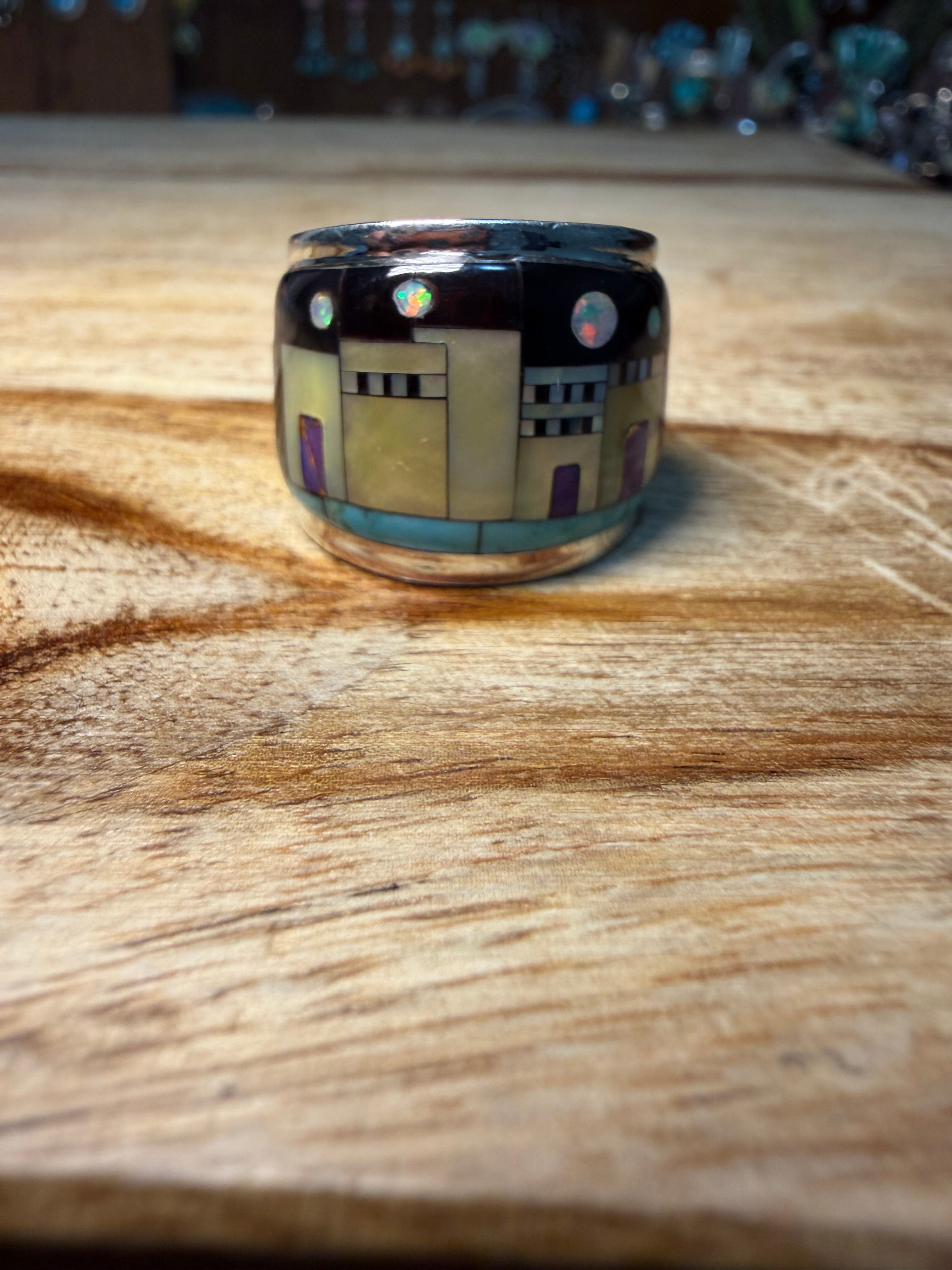 Native Made Inlay Sterling Silver Ring