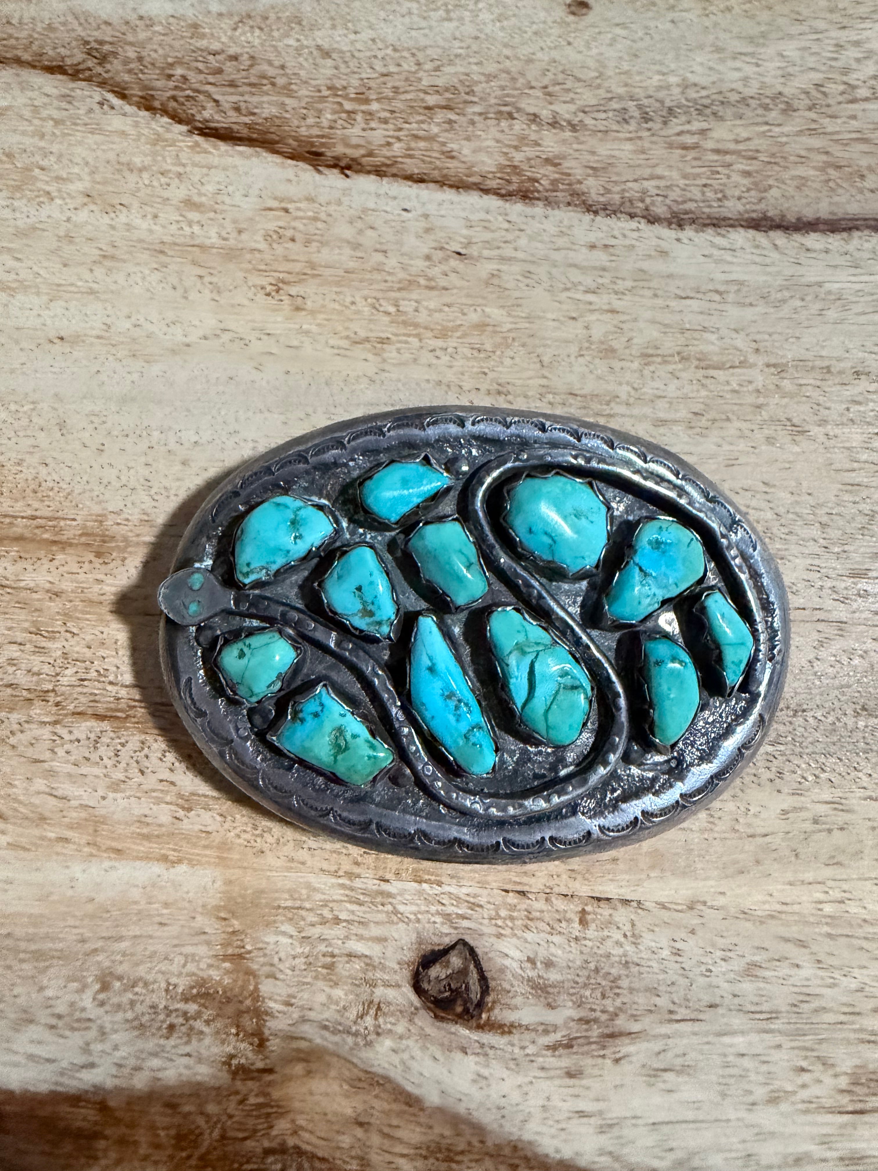 Zuni Made Gloria Garcia Turquoise Belt Buckle