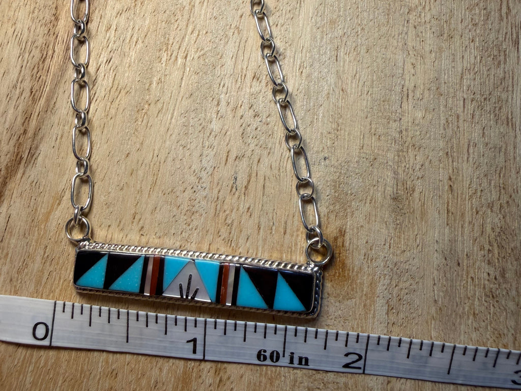 Zuni Made Turquoise Bar Inlay Necklace