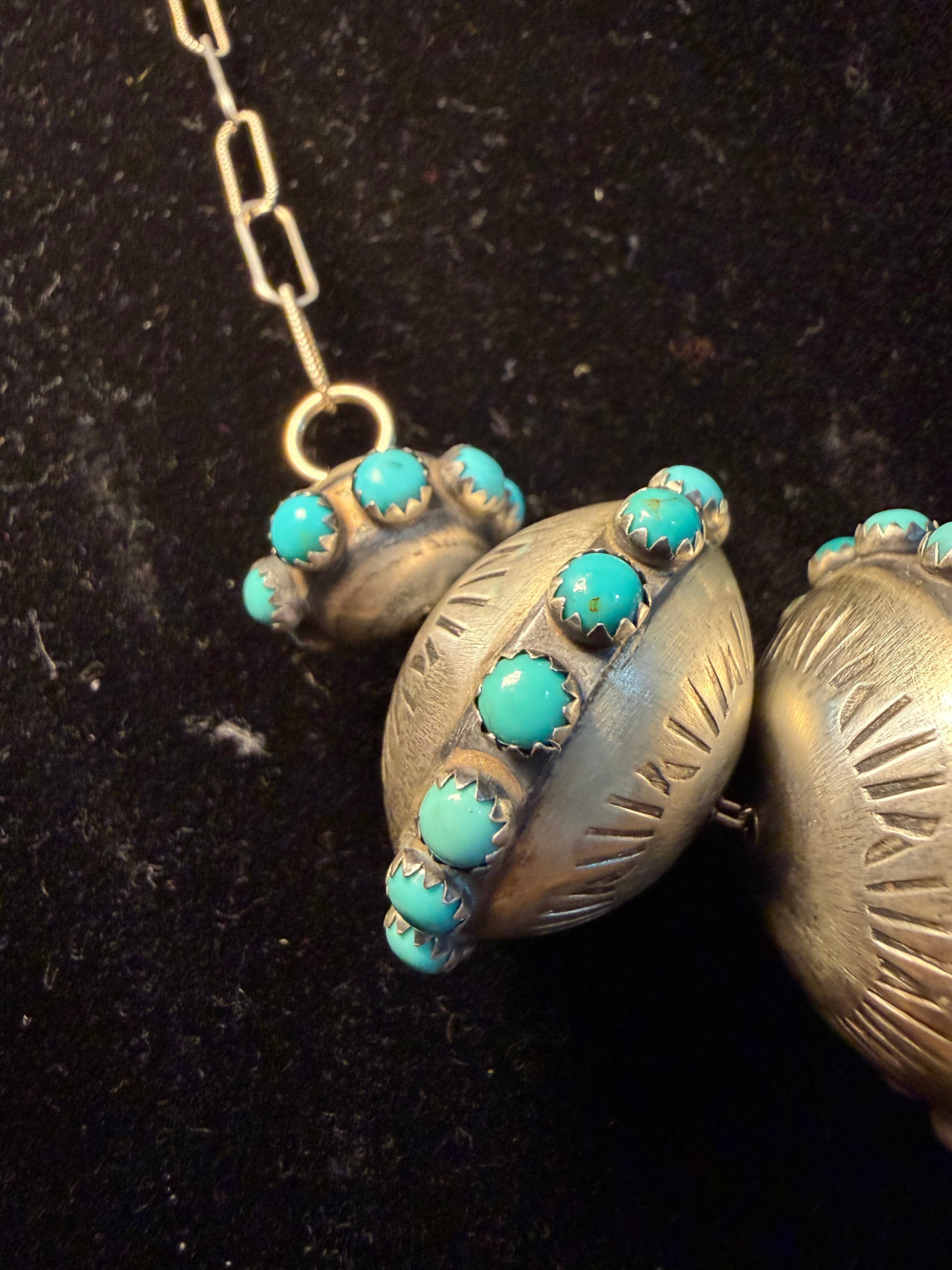 Navajo Monica Smith 5 Pearl Turquoise Necklace