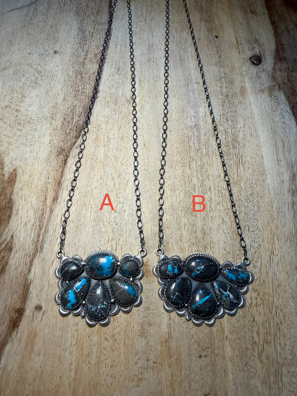 Large Blue Moon Turquoise Cluster Necklace