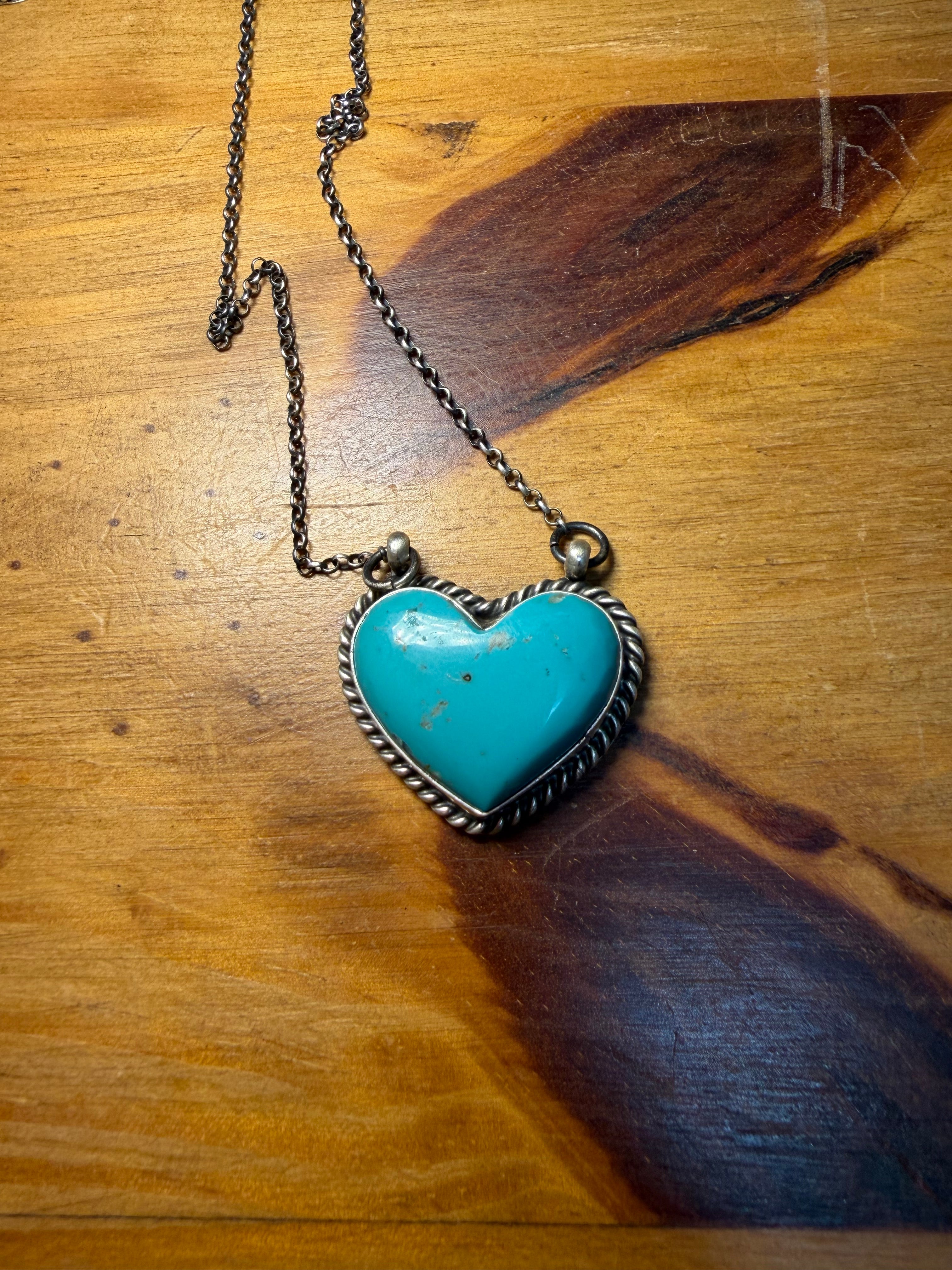 Larson Chee Navajo Heart Shaped Turquoise Necklace