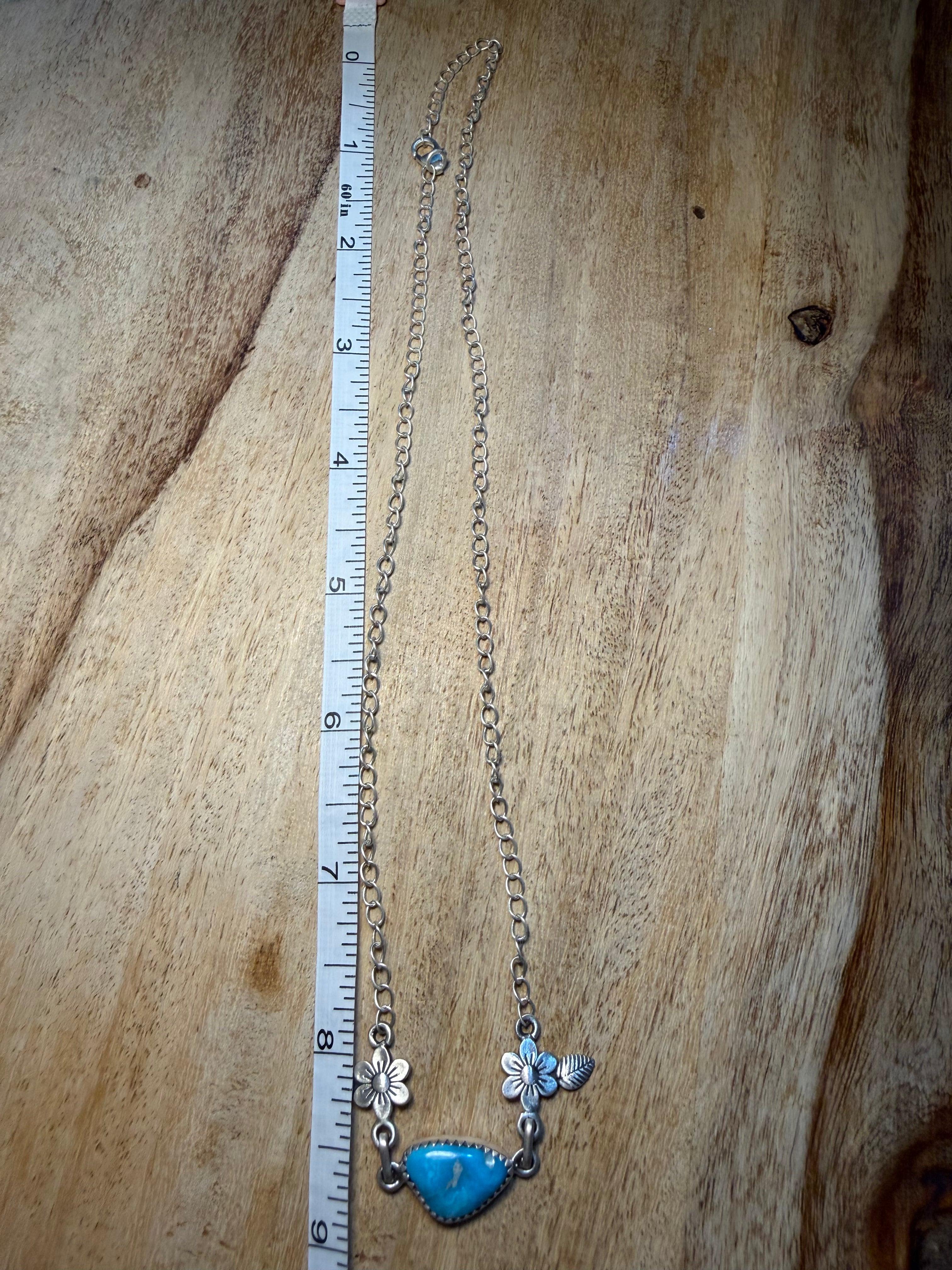 Blue Bird Turquoise Floral Necklace
