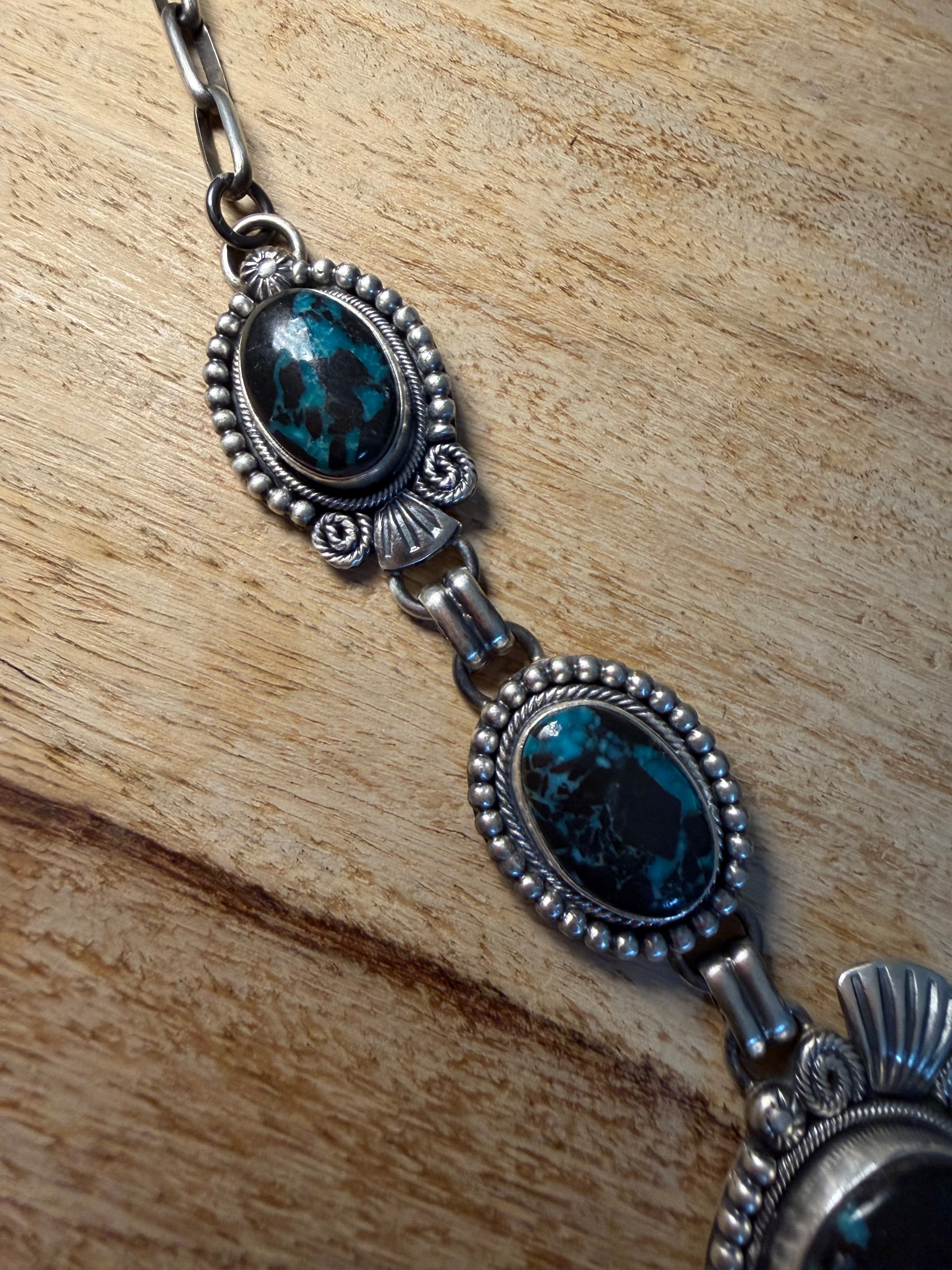 Ray Bennett Navajo Blackjack Turquoise Necklace