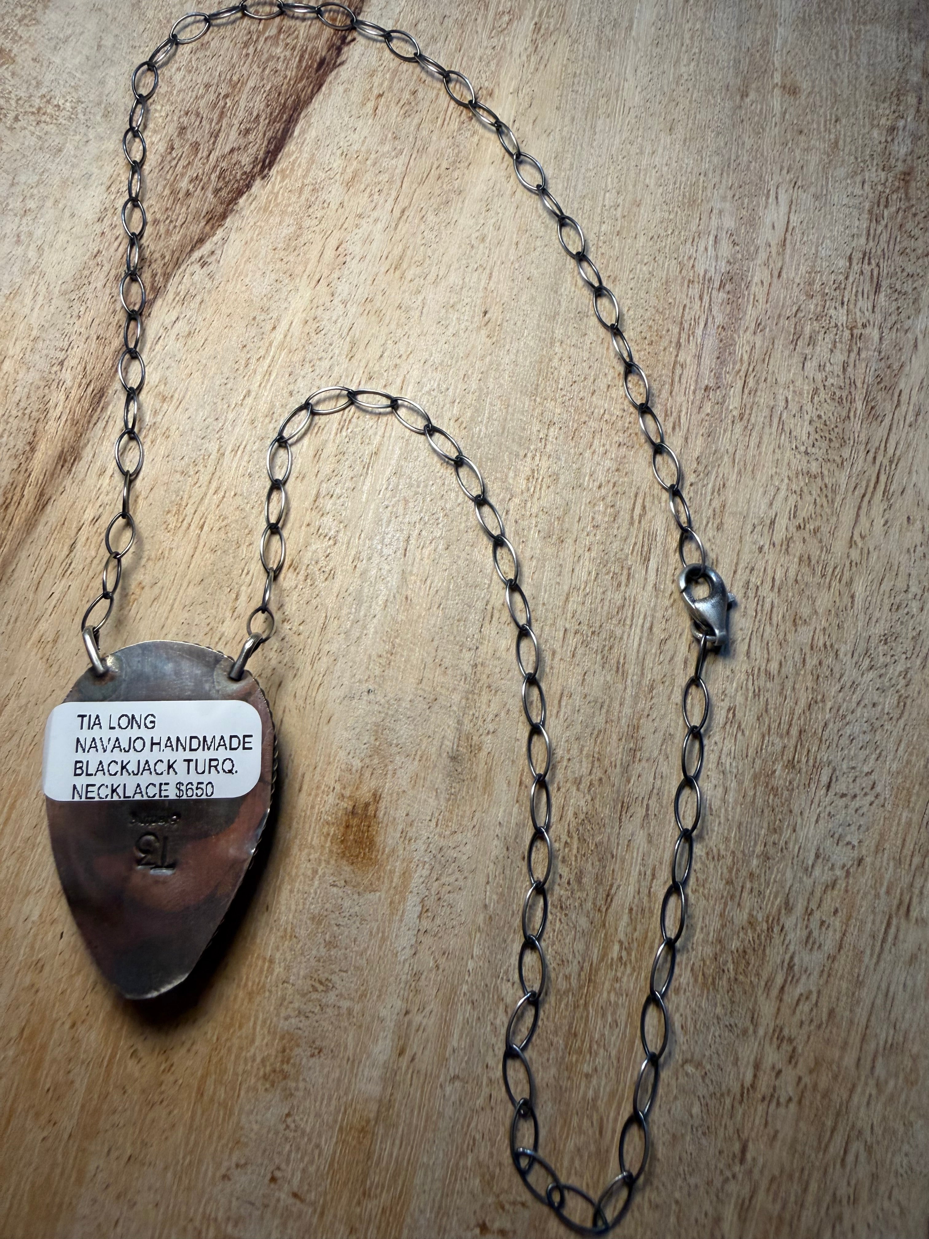 Large Navajo Made Blackjack Turquoise Necklace