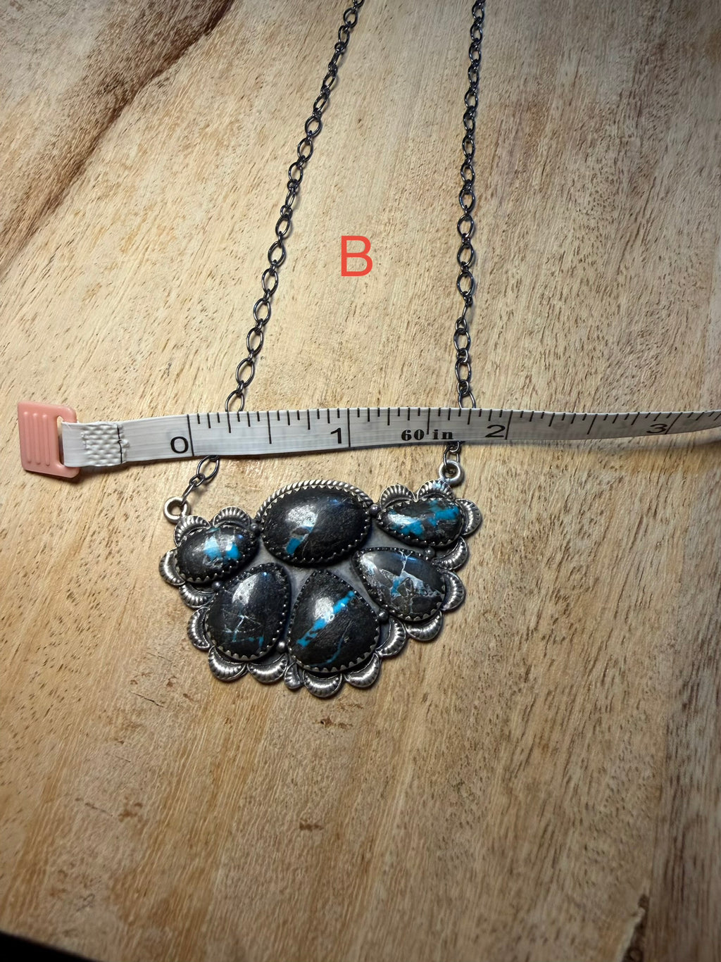 Large Blue Moon Turquoise Cluster Necklace