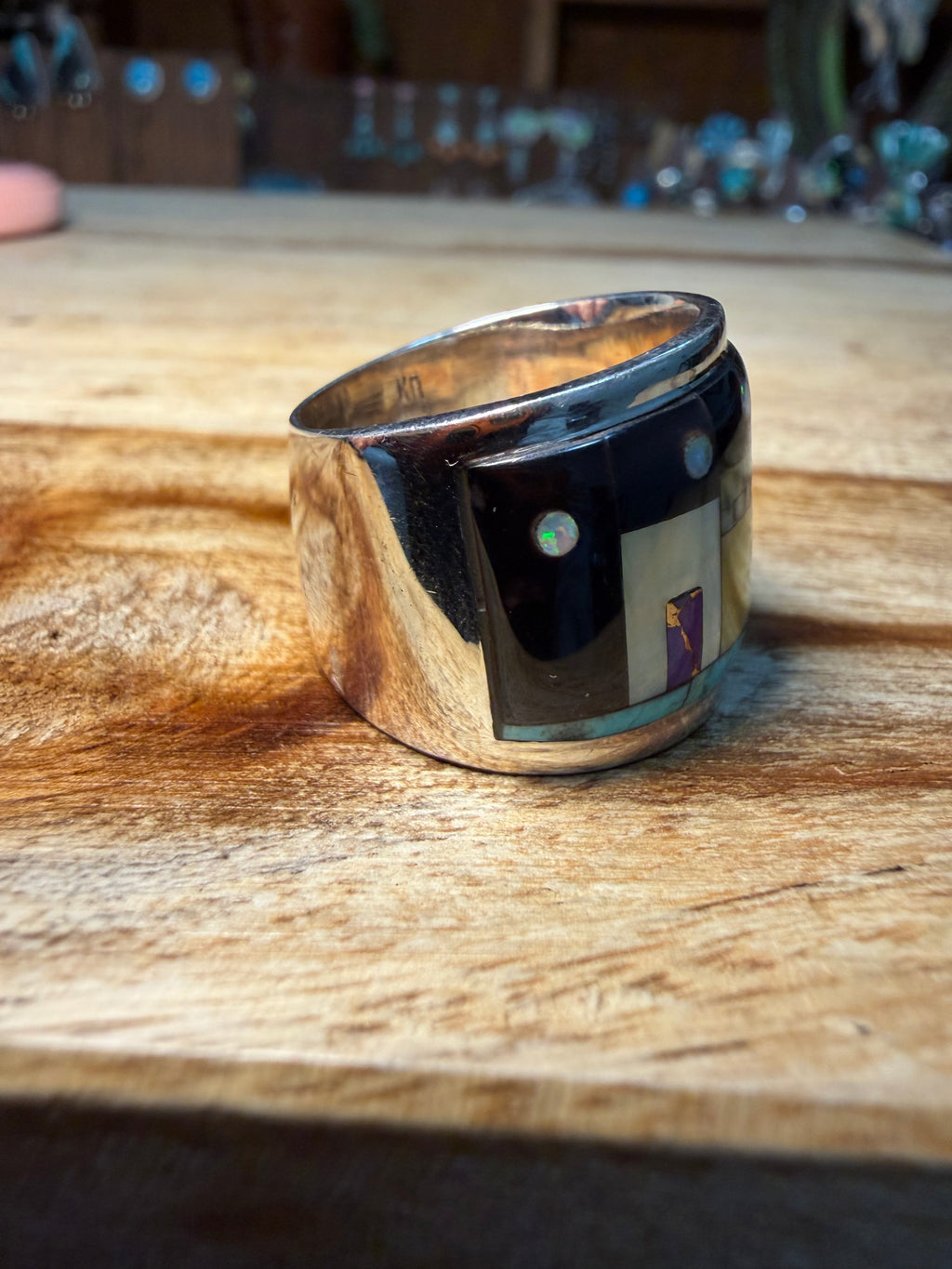 Native Made Inlay Sterling Silver Ring