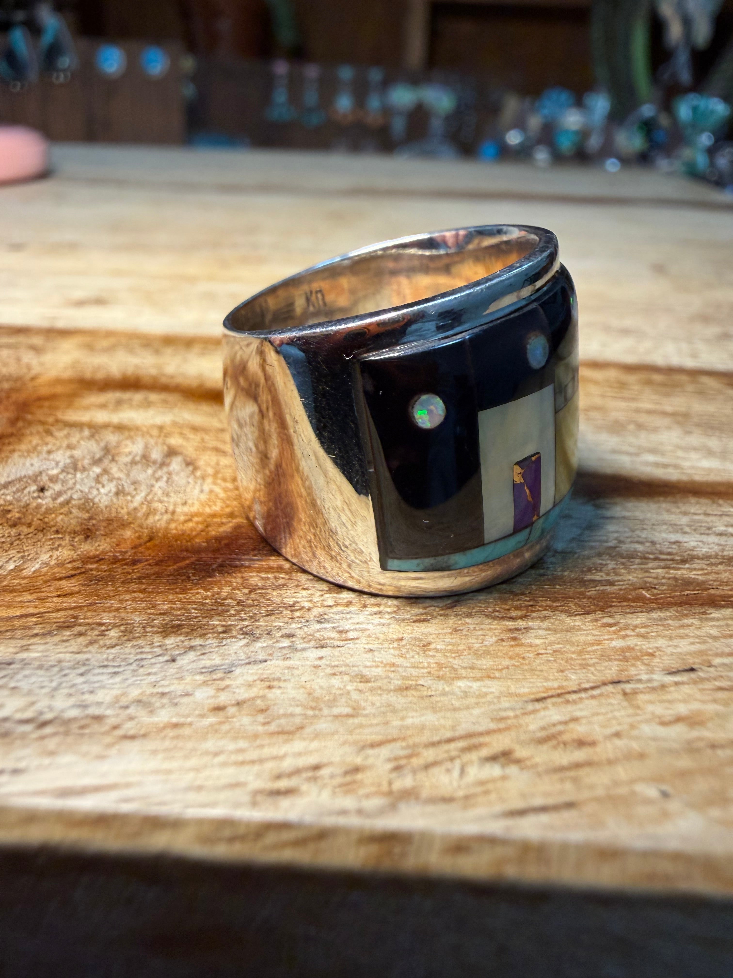 Native Made Inlay Sterling Silver Ring