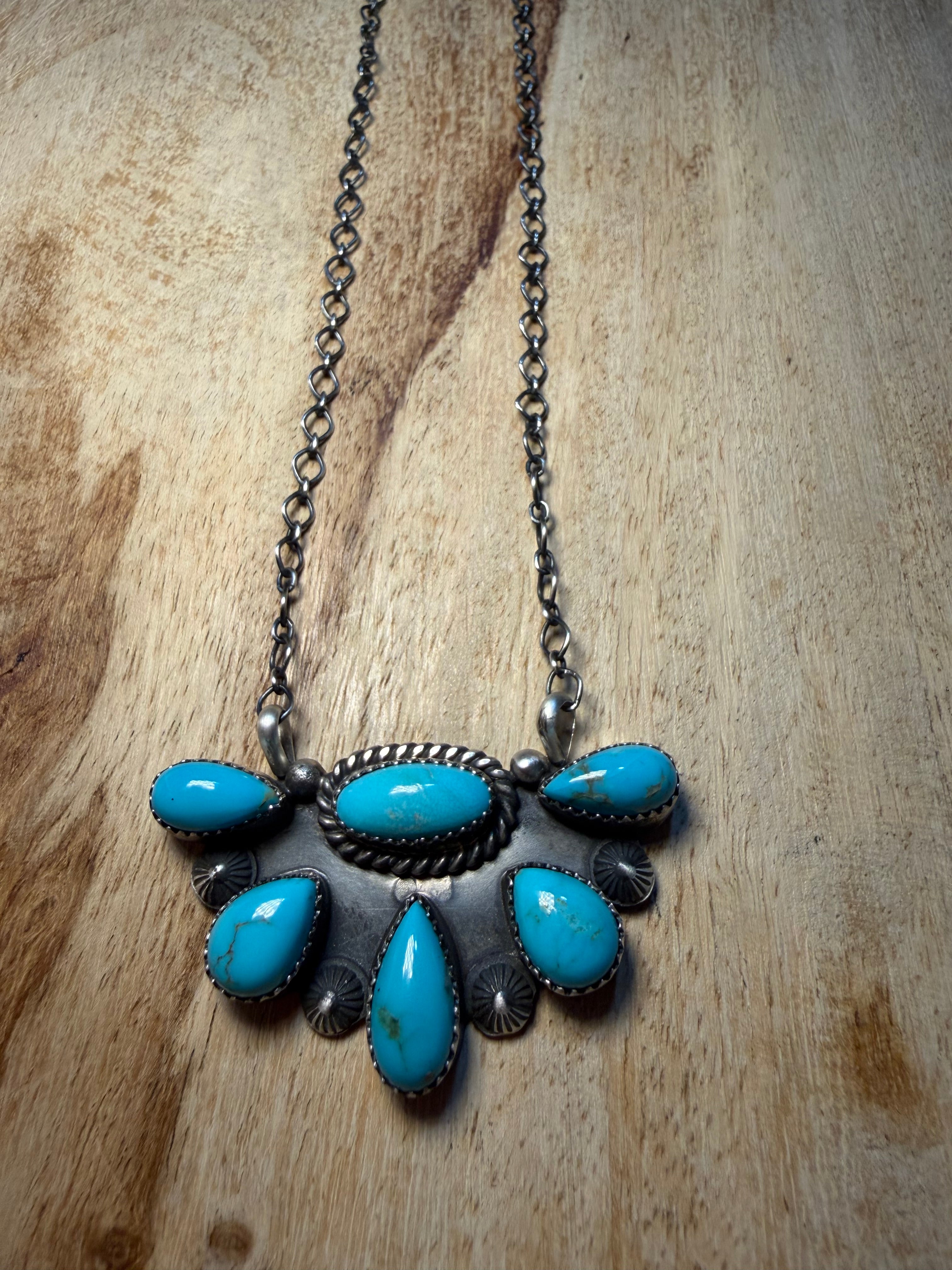 Native Half Cluster Turquoise Necklace