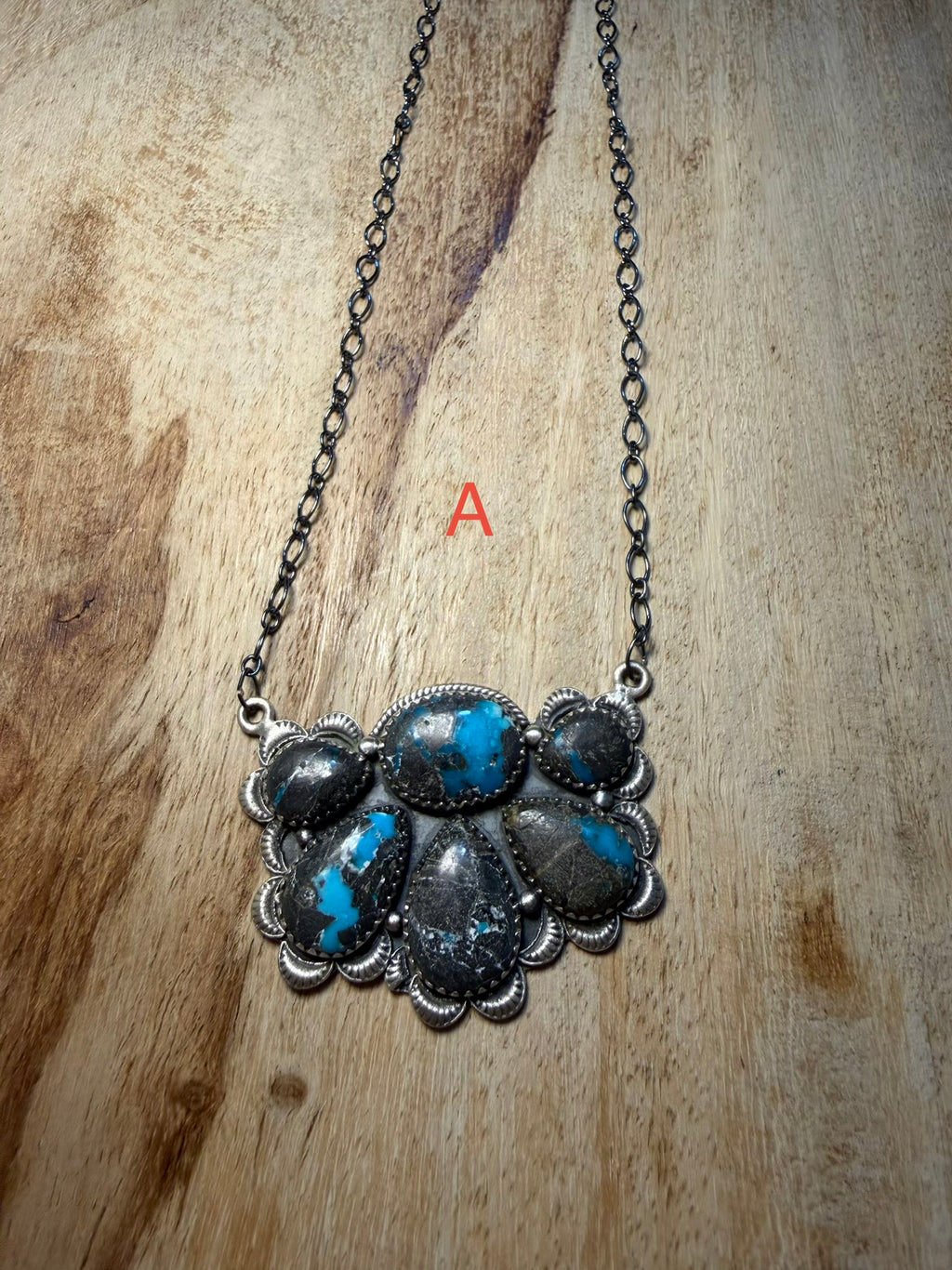 Large Blue Moon Turquoise Cluster Necklace