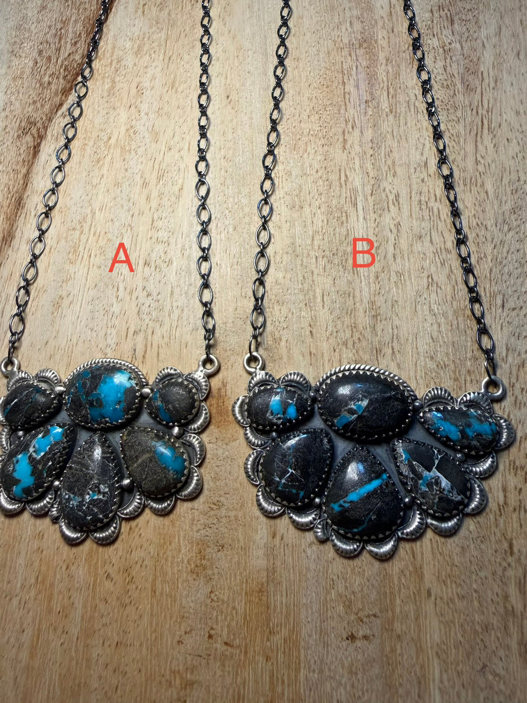 Large Blue Moon Turquoise Cluster Necklace