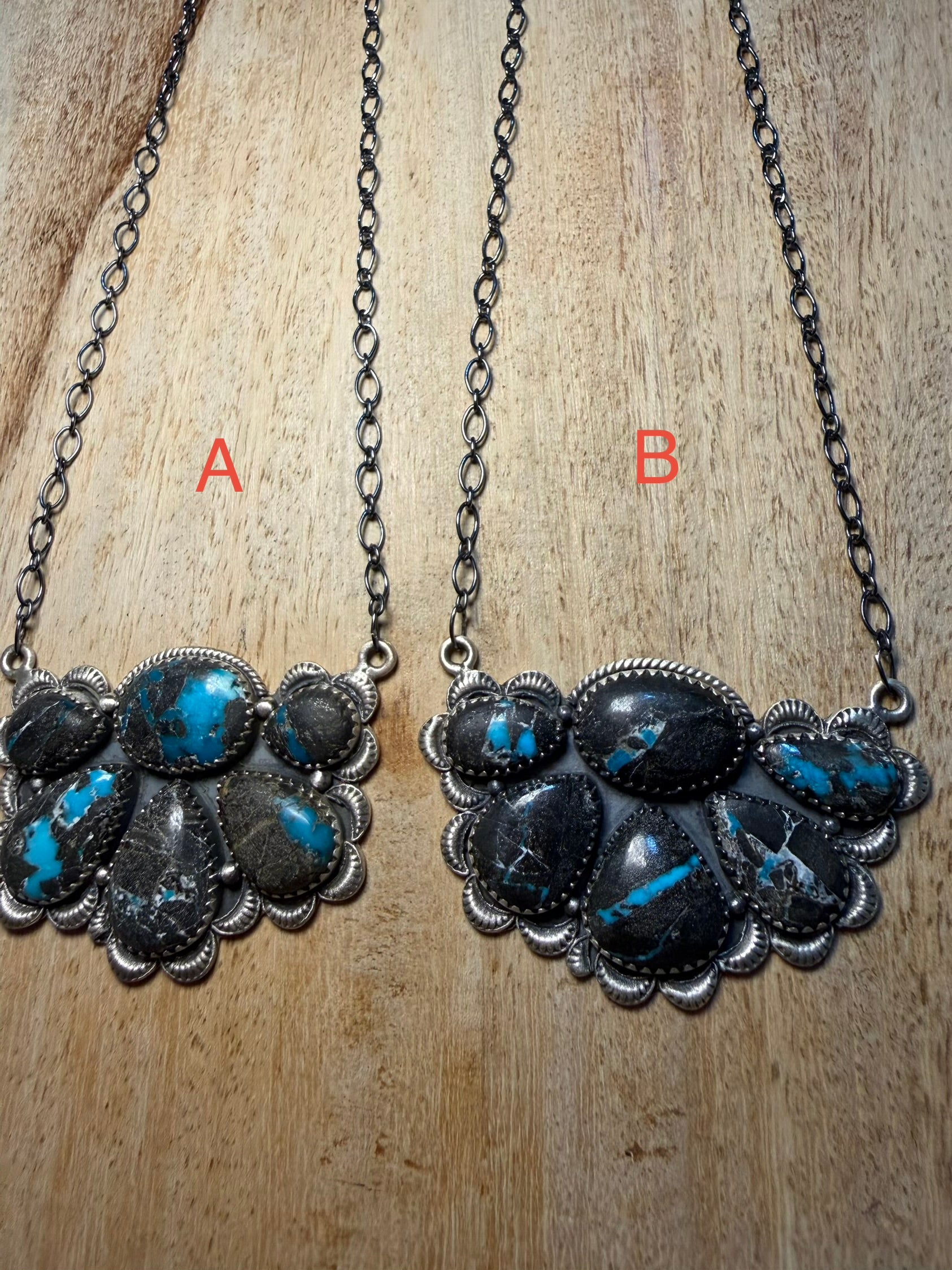 Large Blue Moon Turquoise Cluster Necklace